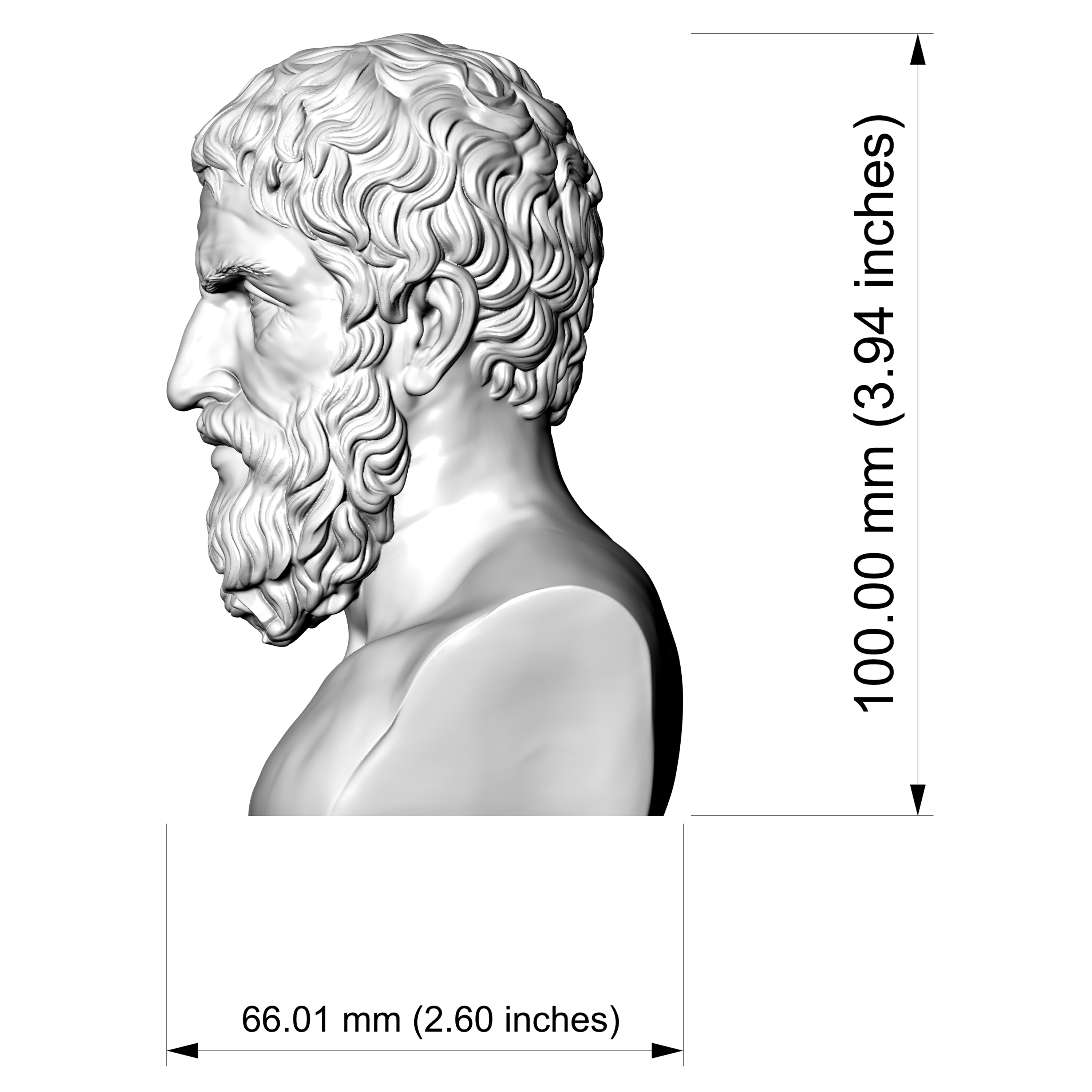 Epicurus Hellenistic Philosopher Bust 3D Model