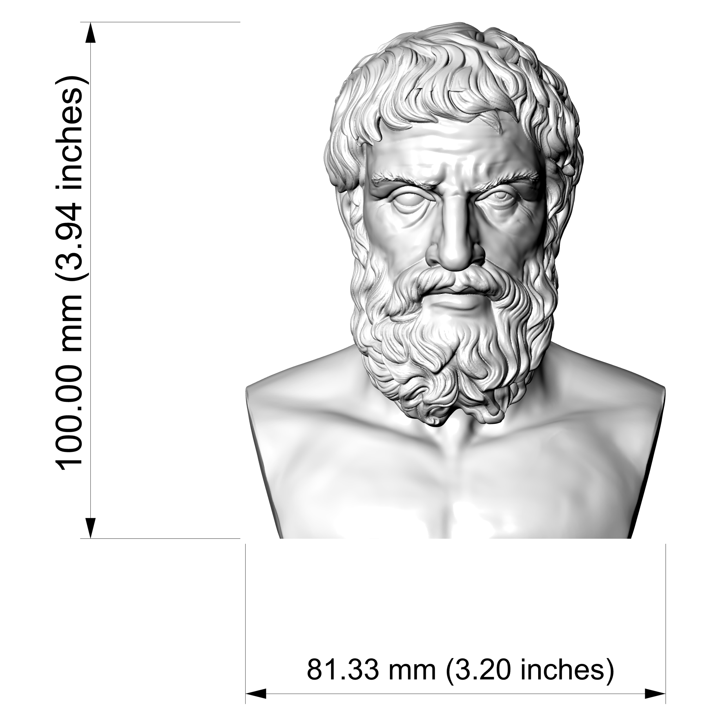 Epicurus Hellenistic Philosopher Bust 3D Model
