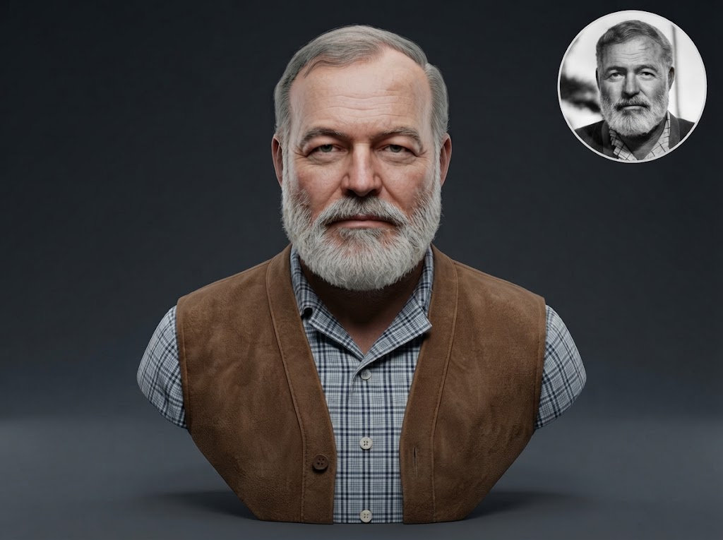 Ernest Hemingway 3D Printable Bust 3D Model