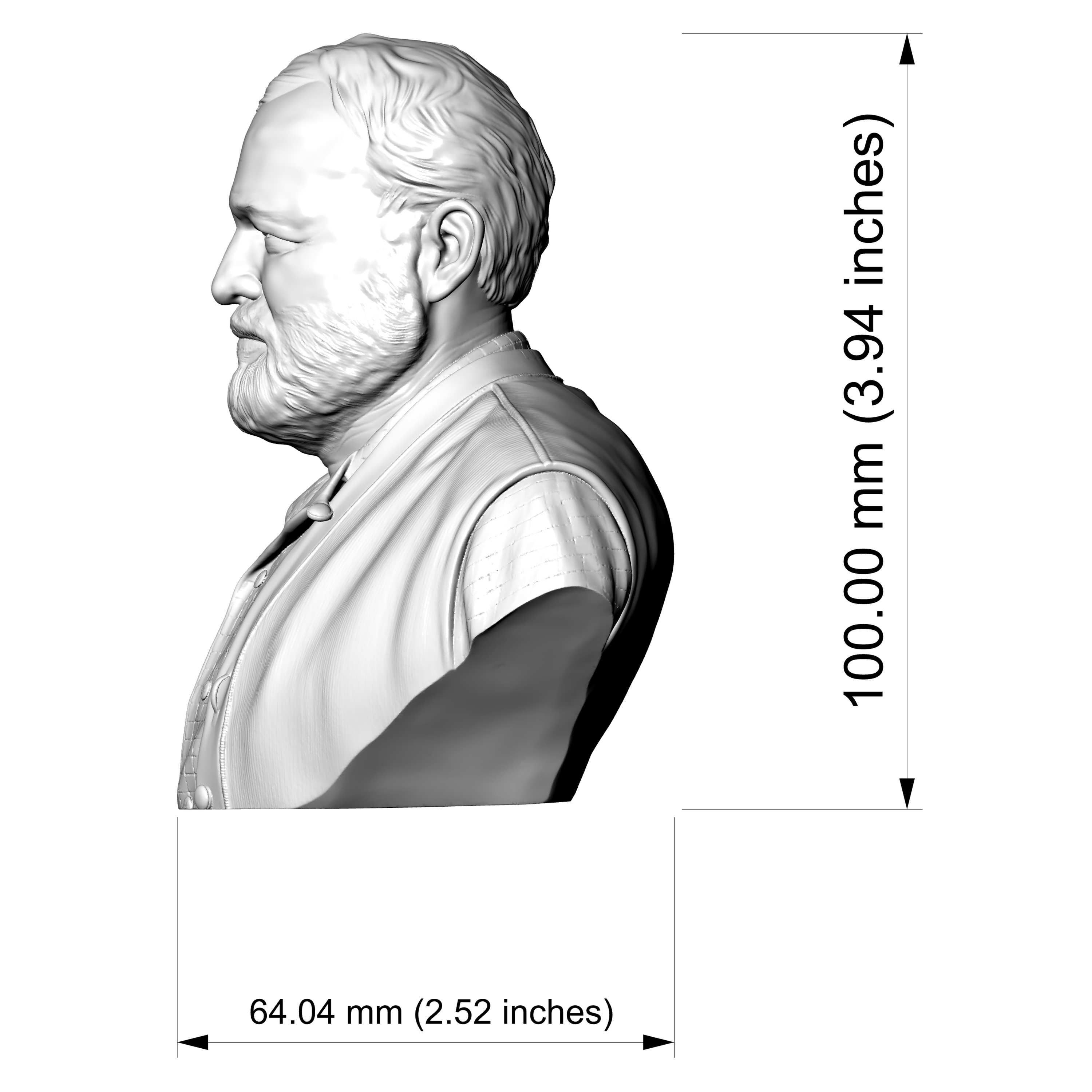 Ernest Hemingway 3D Printable Bust 3D Model