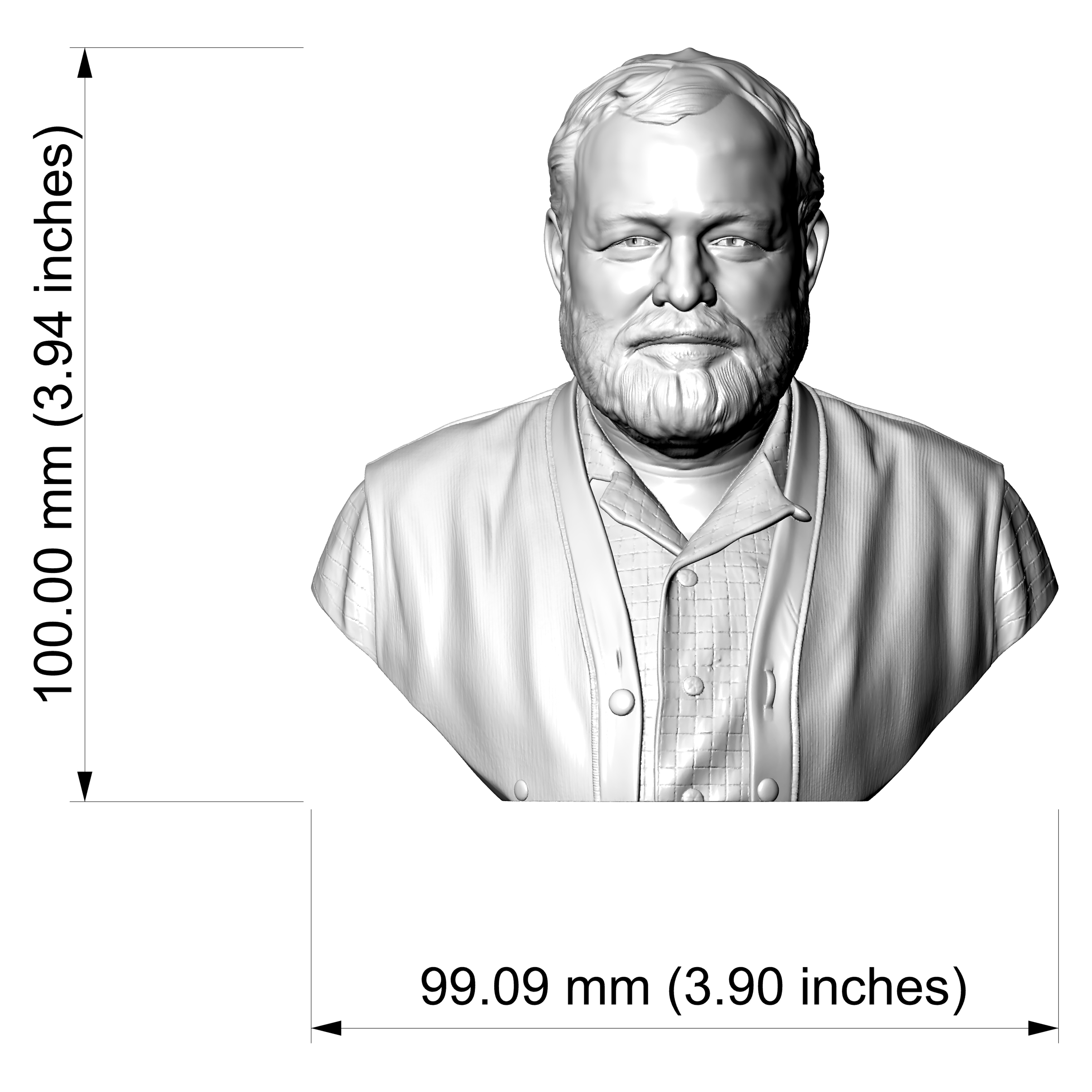 Ernest Hemingway 3D Printable Bust 3D Model