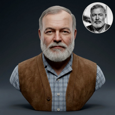 Ernest Hemingway 3D Printable Bust