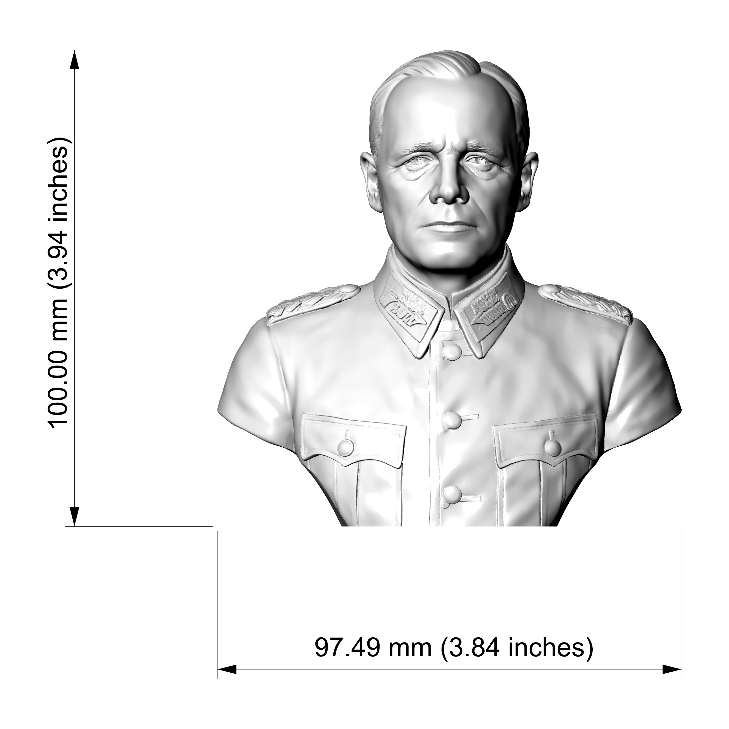 Erwin Rommel 3D Printable Bust 3D Model