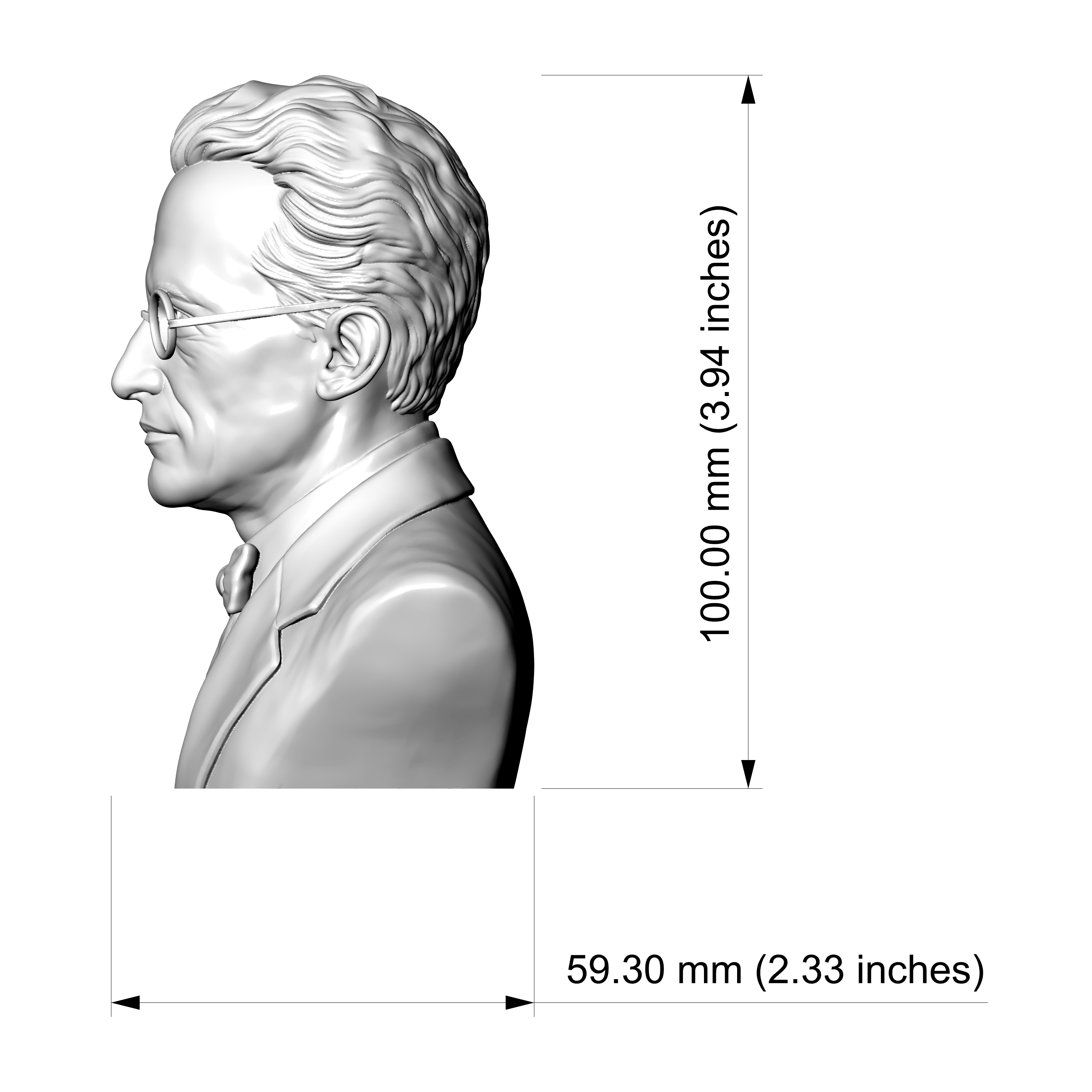 Erwin Schr&oumldinger 3D Printable Bust 3D Model