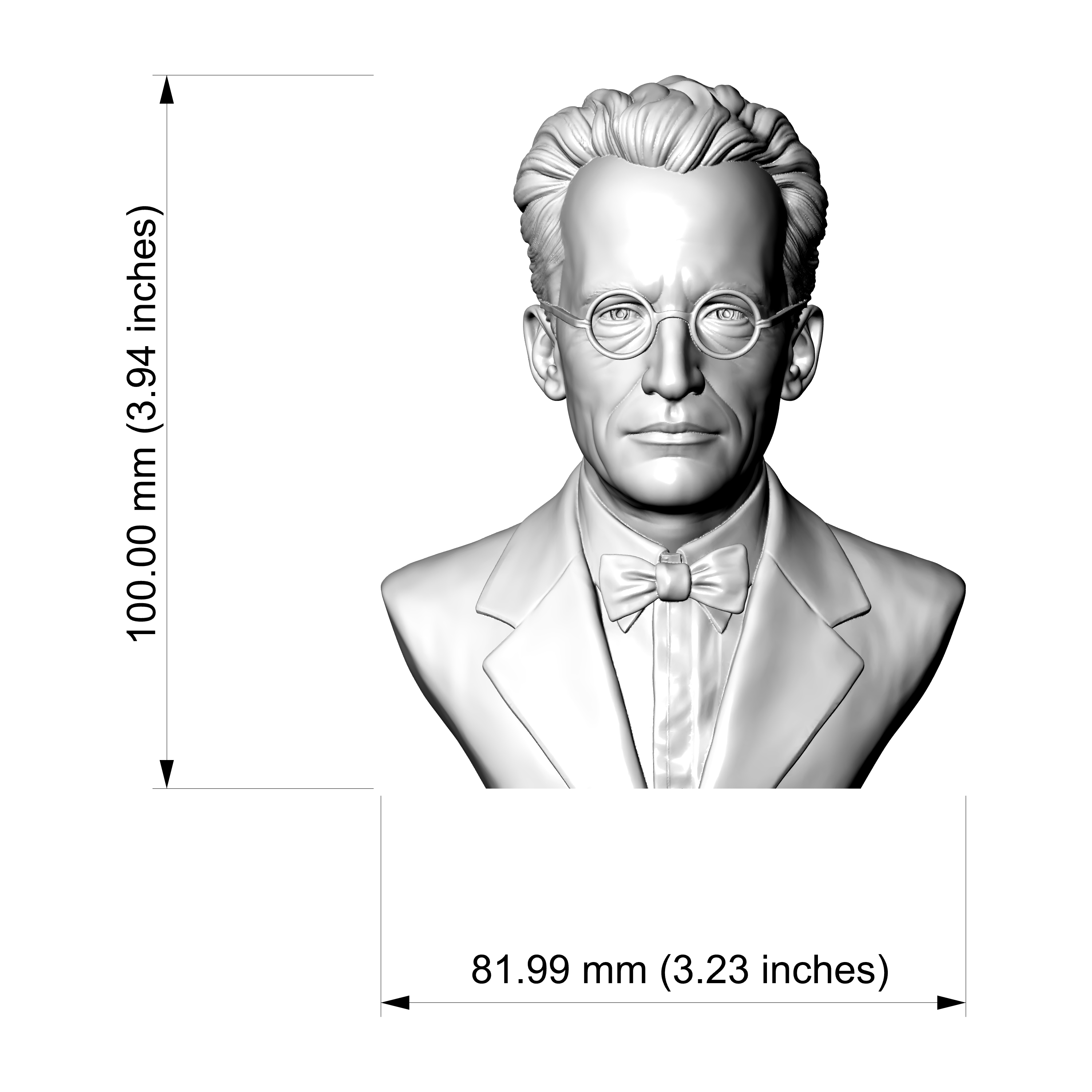 Erwin Schr&oumldinger 3D Printable Bust 3D Model