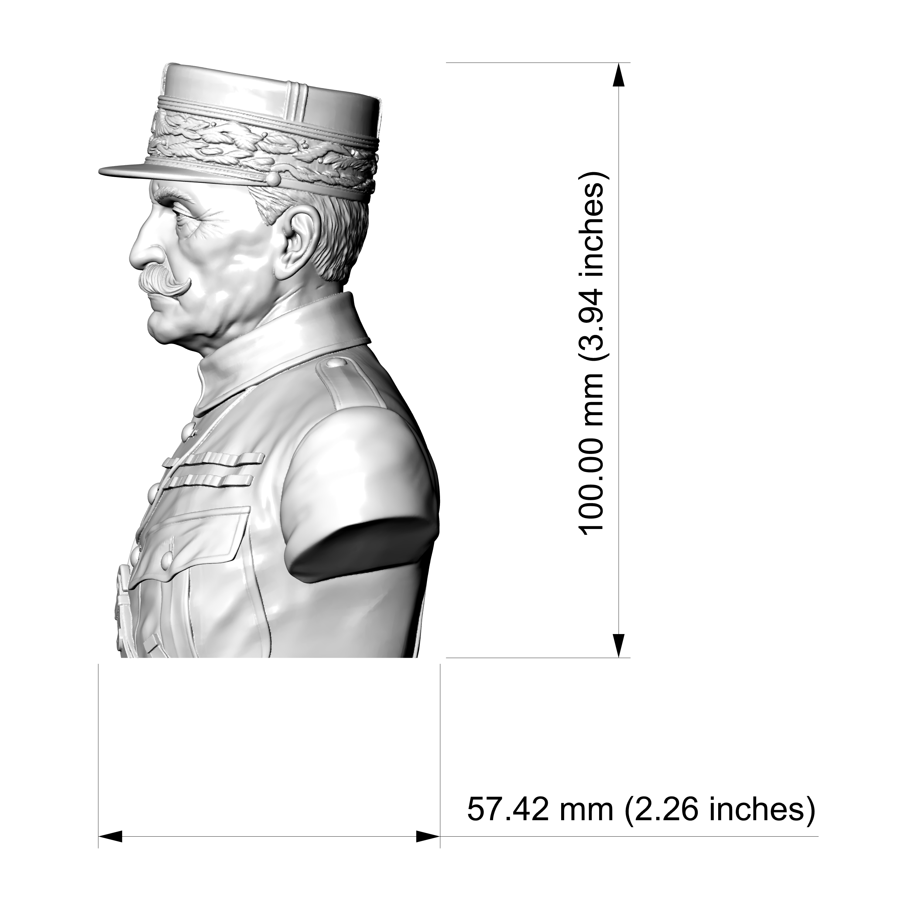 Ferdinand Foch 3D Printable Bust 3D Model