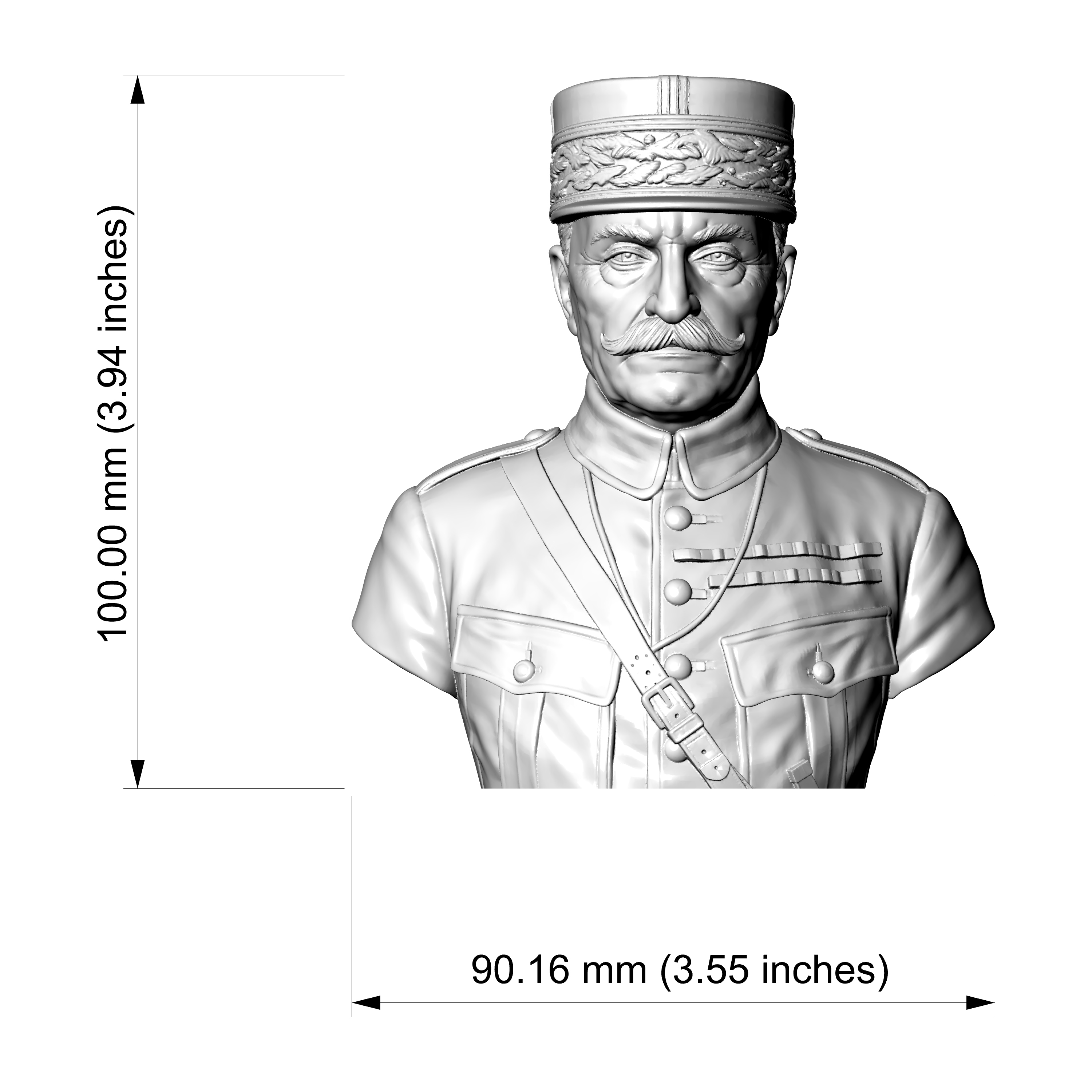 Ferdinand Foch 3D Printable Bust 3D Model