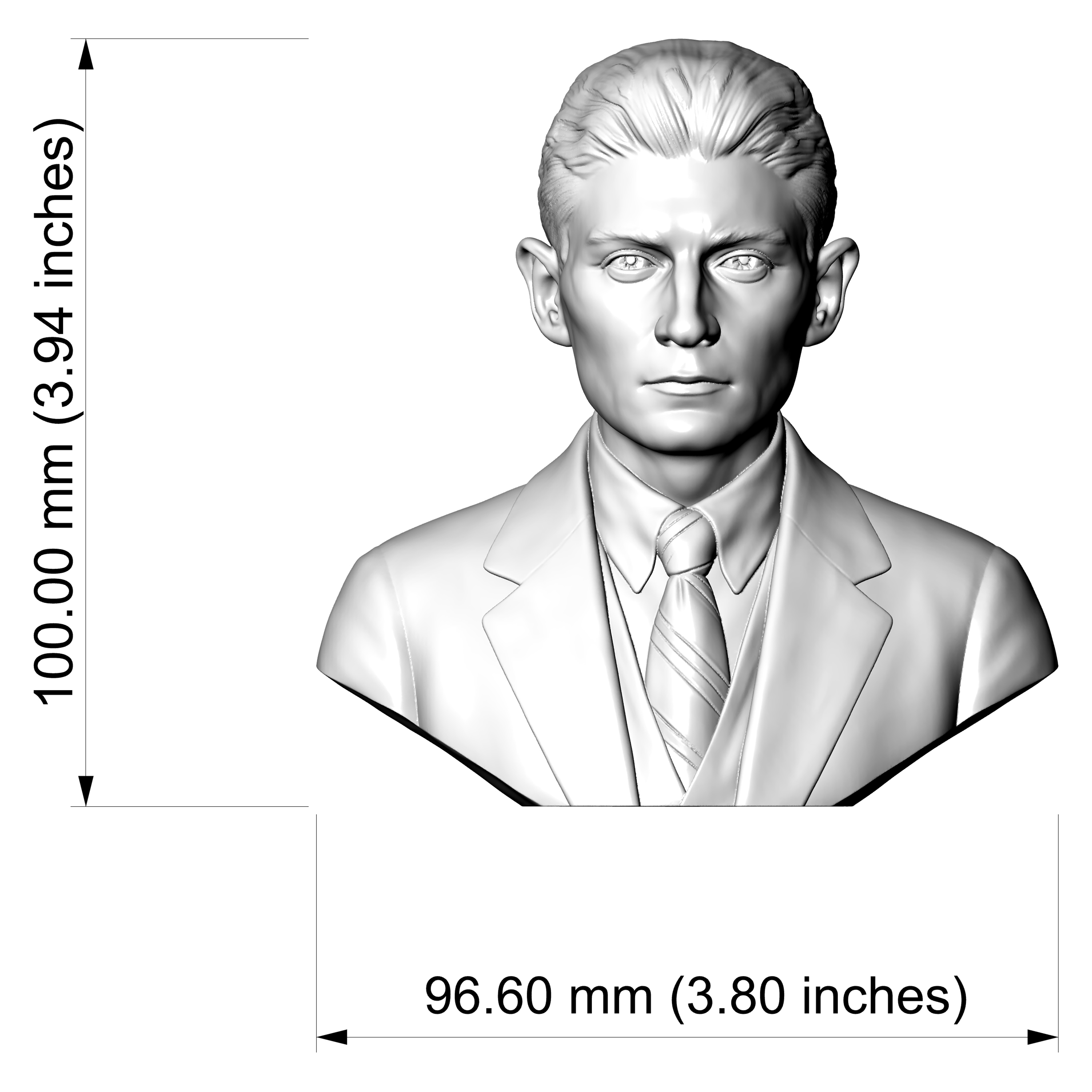 Franz Kafka 3D Printable Bust 3D Model
