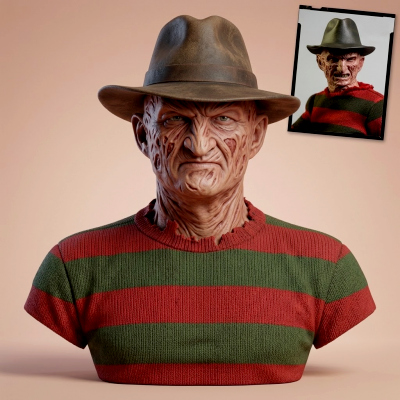 Freddy Krueger Bust 3d Print Model 3D Model
