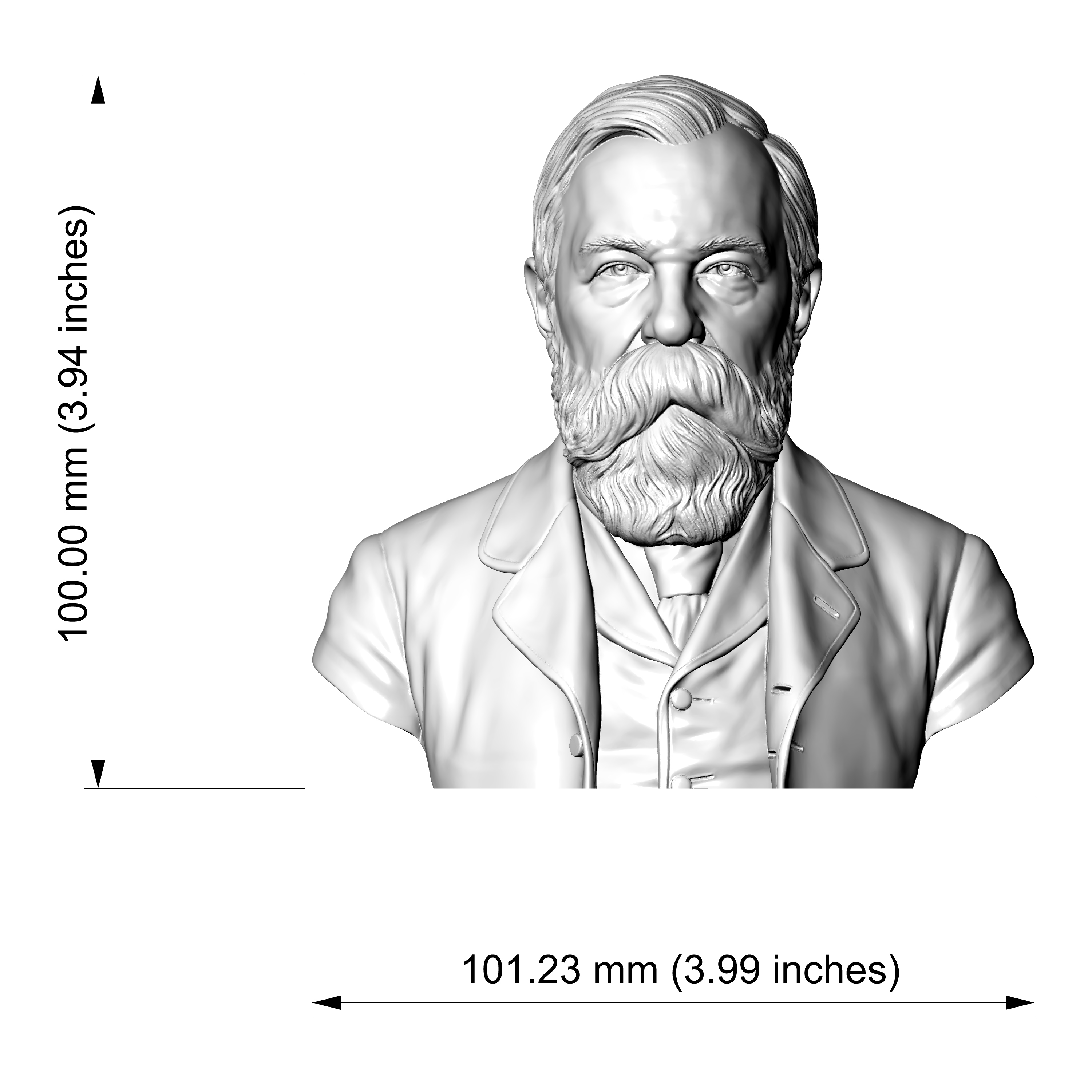 Friedrich Engels 3D Printable Bust 3D Model