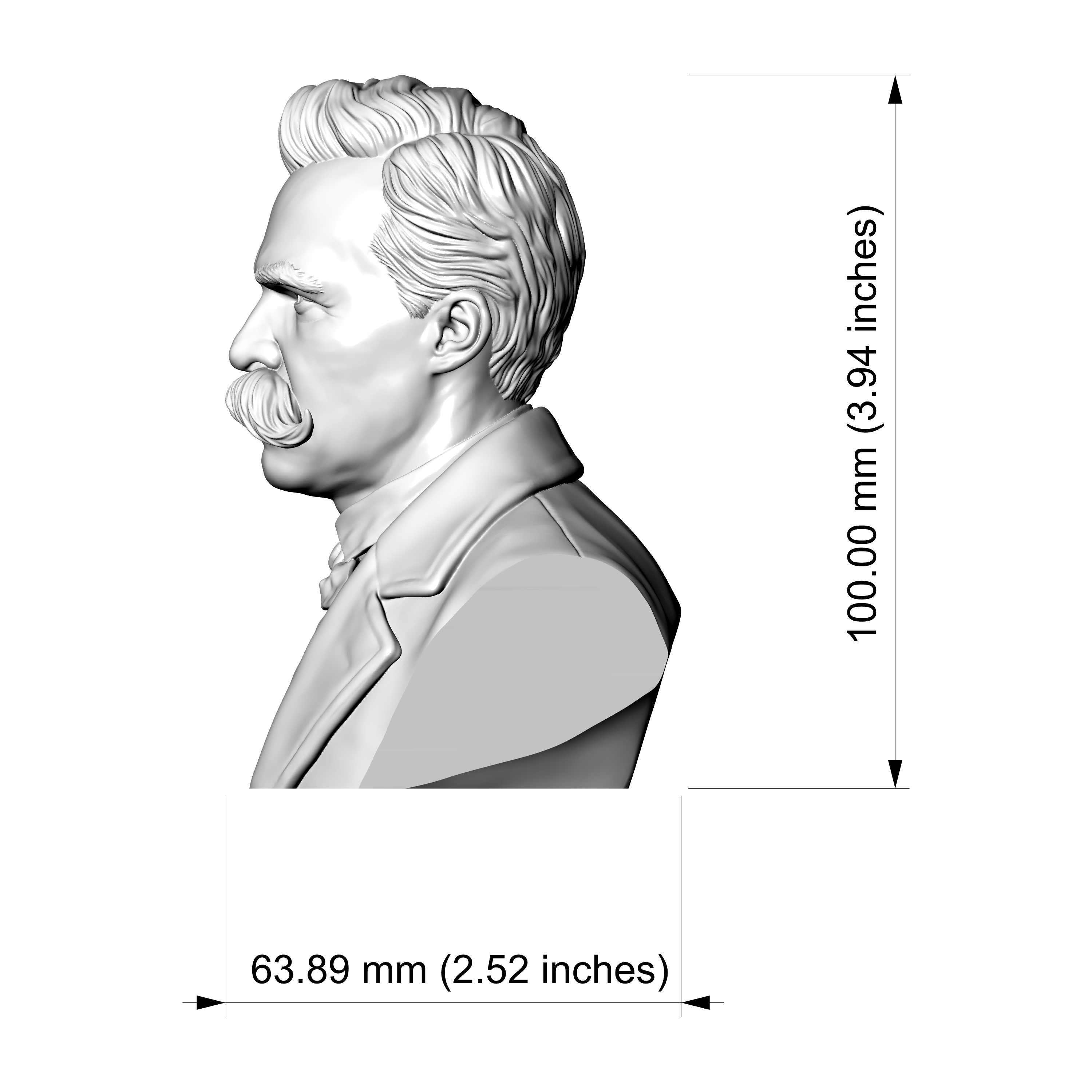 Friedrich Nietzsche 3D Printable Bust 3D Model