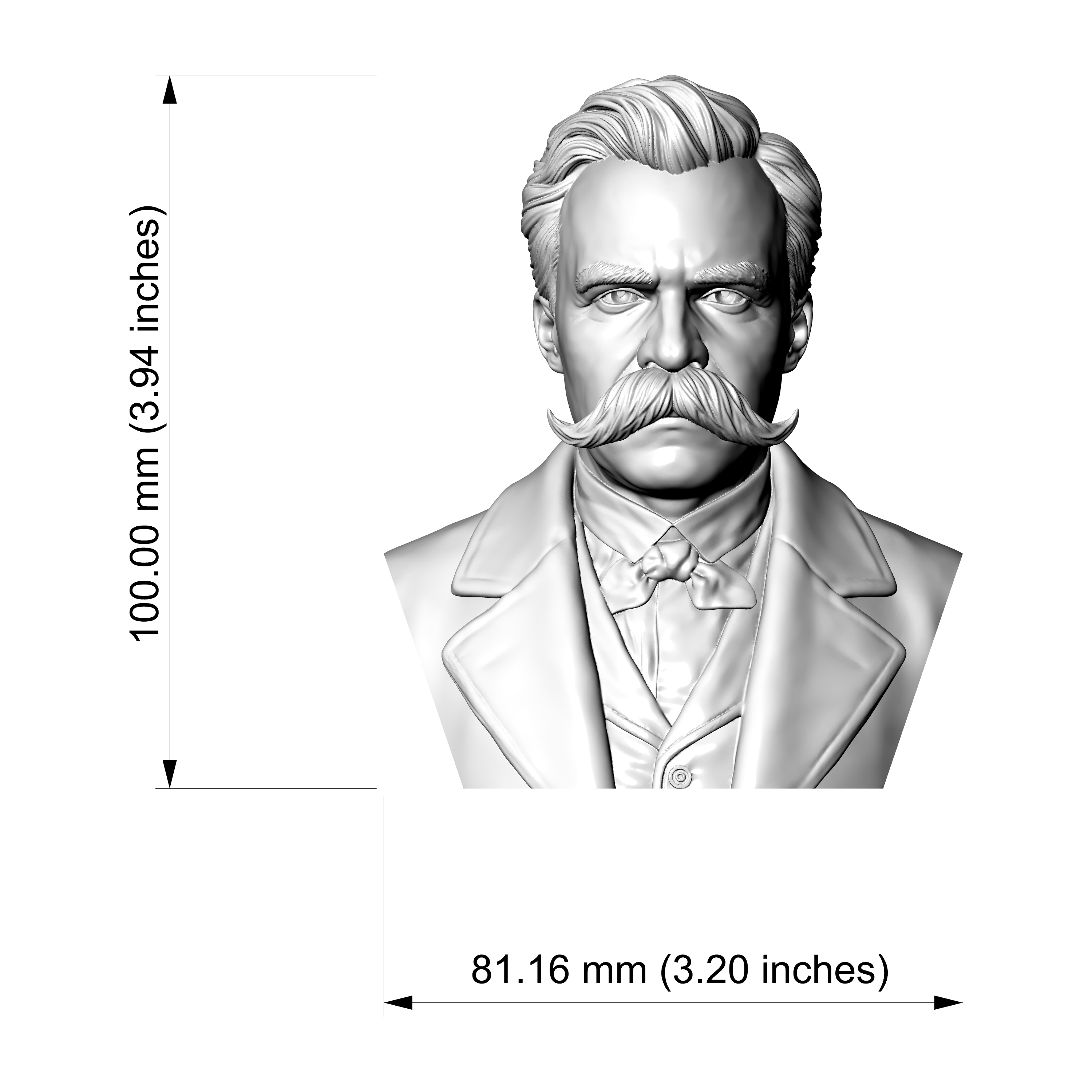 Friedrich Nietzsche 3D Printable Bust 3D Model