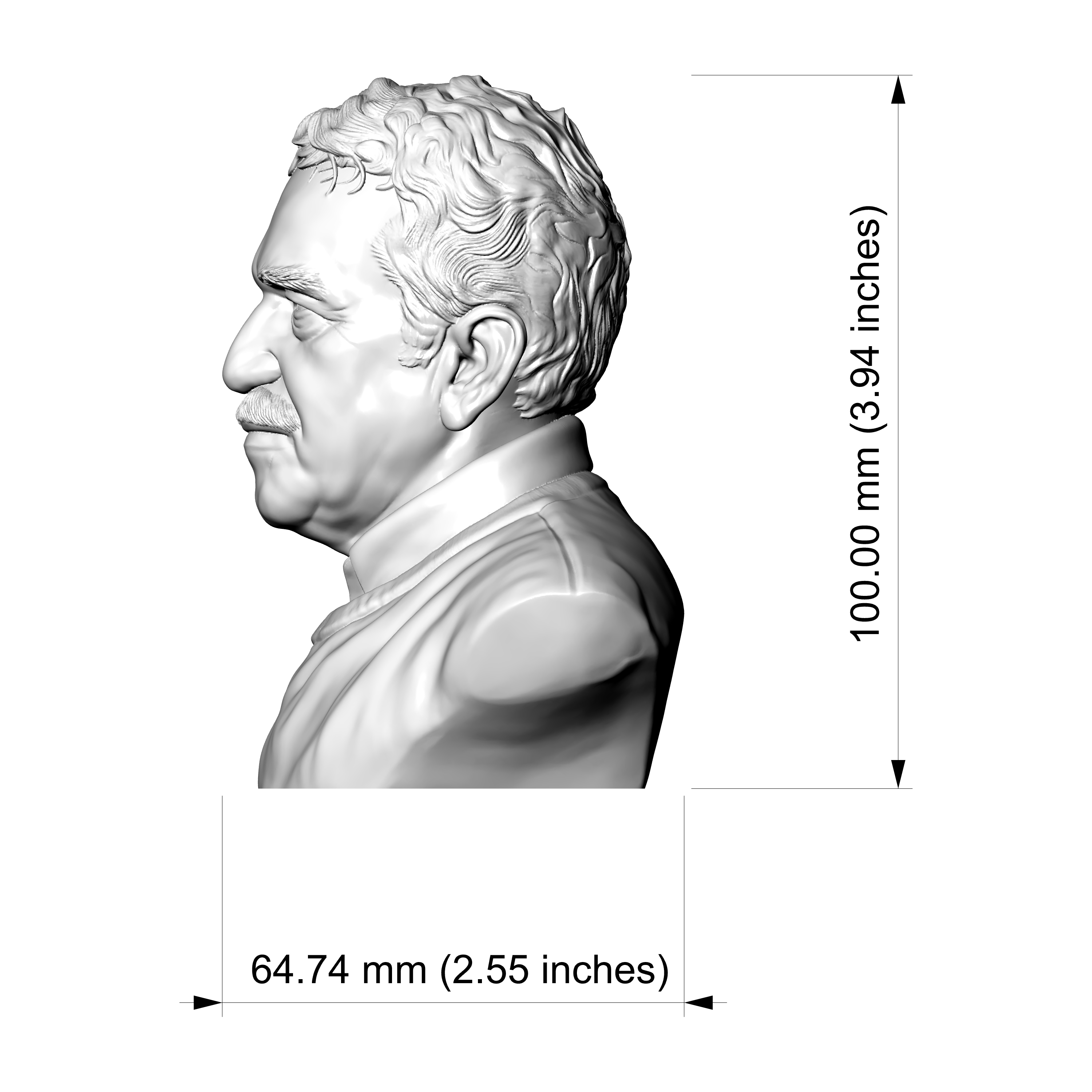 Gabriel García Márquez 3D Printable Bust 3D Model