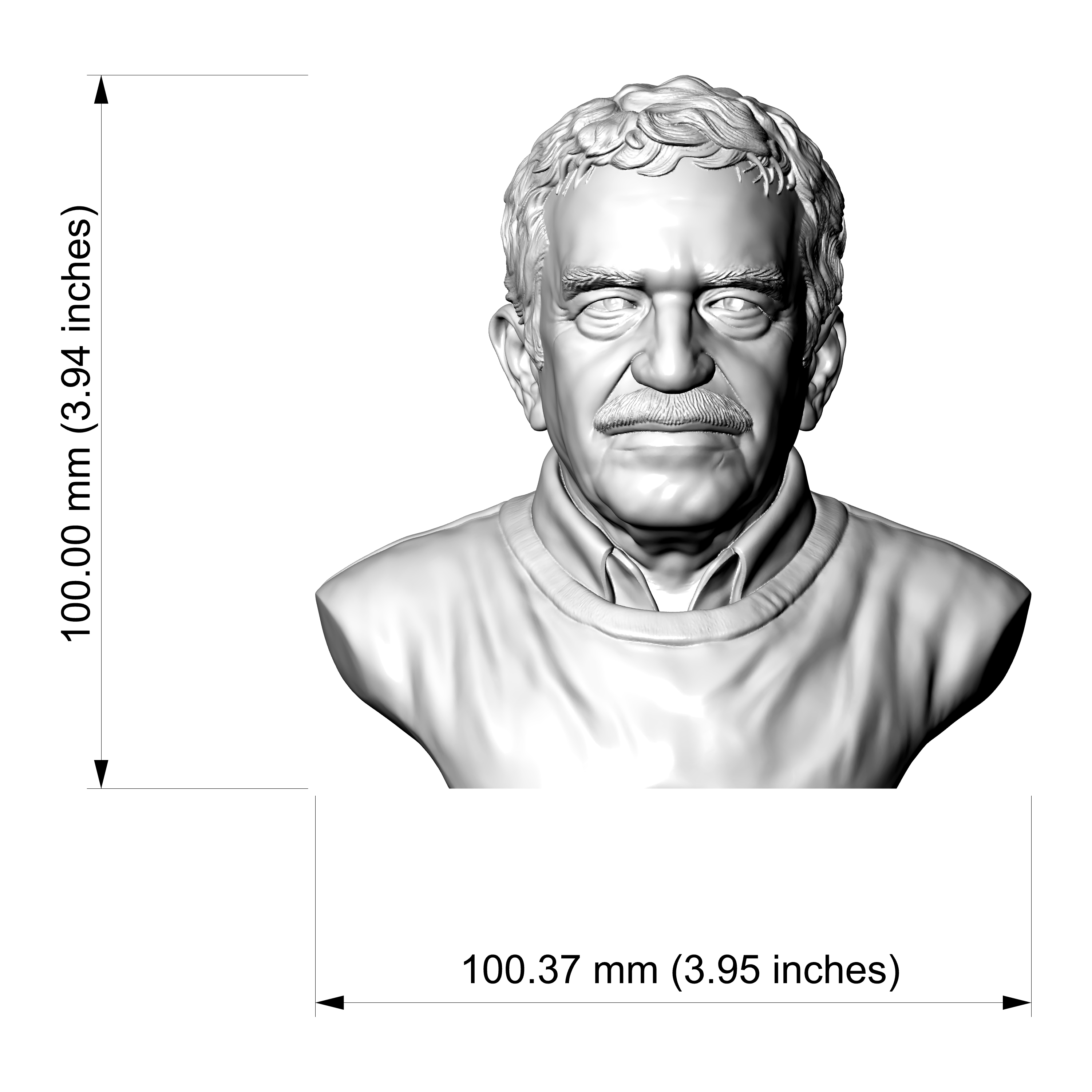 Gabriel Garc&iacutea M&aacuterquez 3D Printable Bust 3D Model