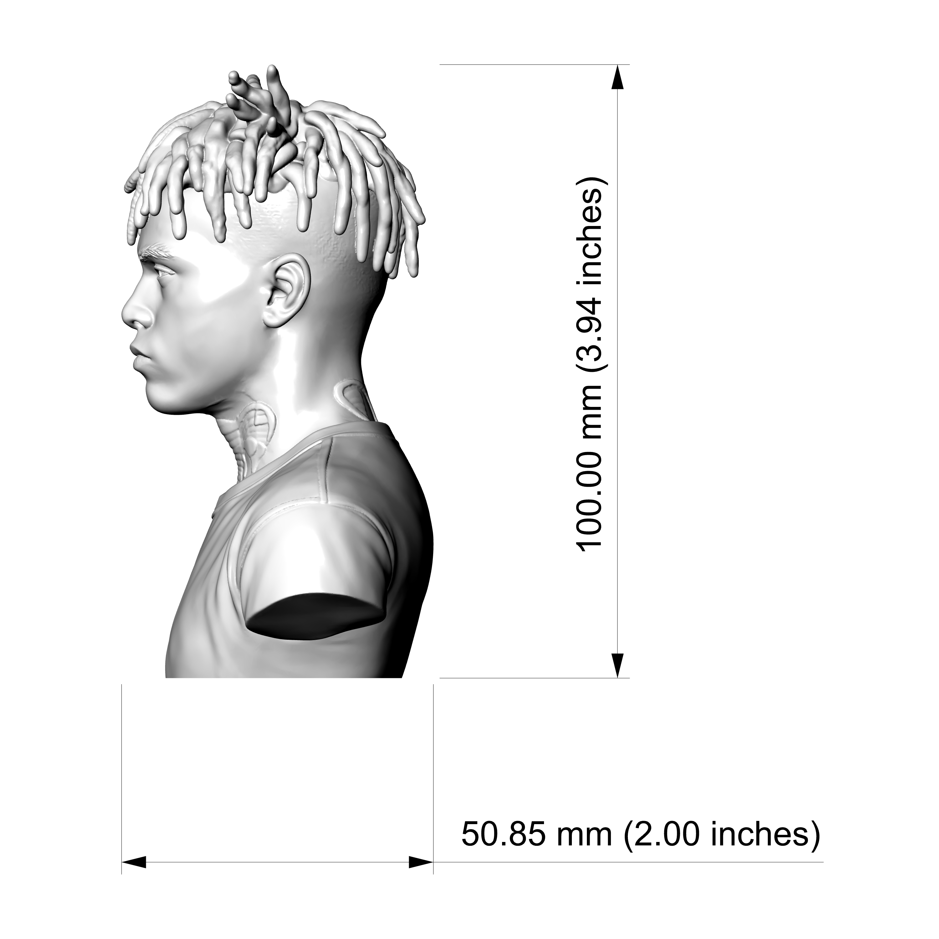 XXXTentacion 3D Printable Bust 3D Model