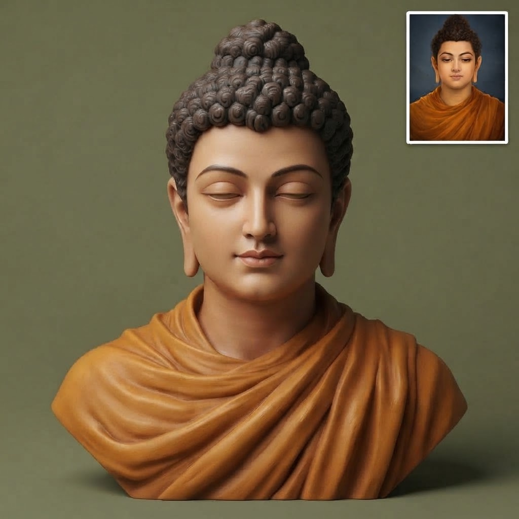 Gautama Buddha Enlightened One 3D Printable Bust 3D Model