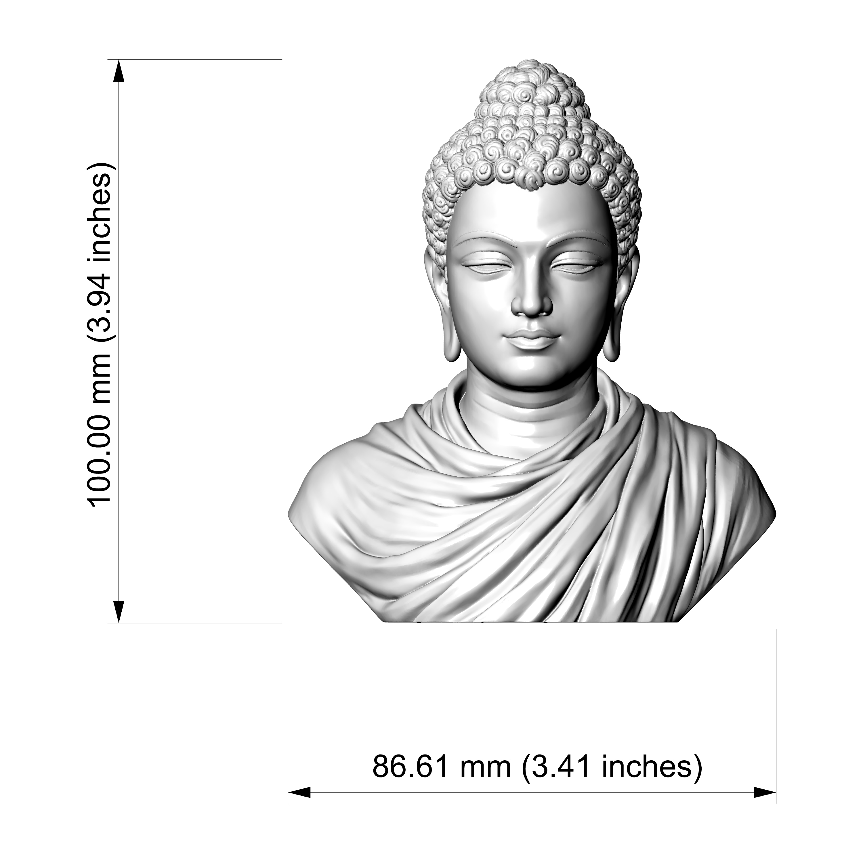 Gautama Buddha Enlightened One 3D Printable Bust 3D Model