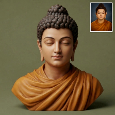 Gautama Buddha Enlightened One 3D Printable Bust