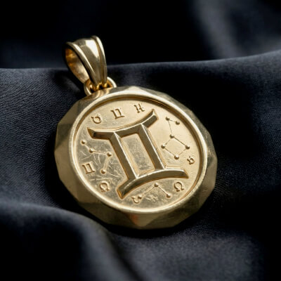 Gemini “Faceted Zodiac MedallionPendant