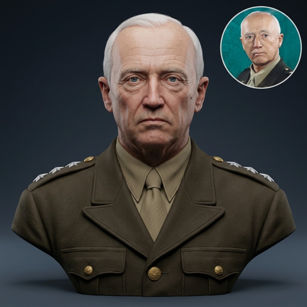 General George Patton 3D Printable Bust 3D Model