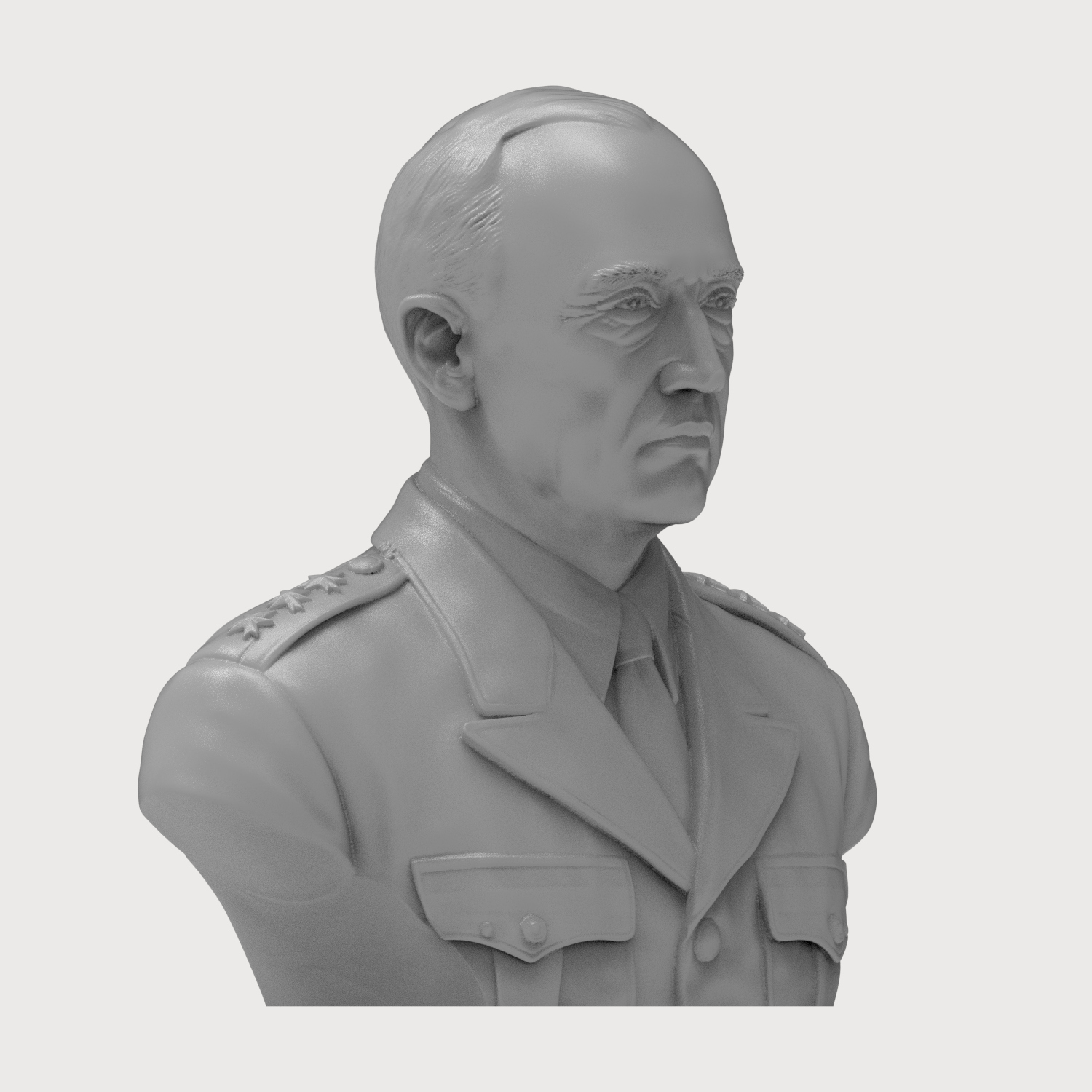 General George Patton 3D Printable Bust 3D Model