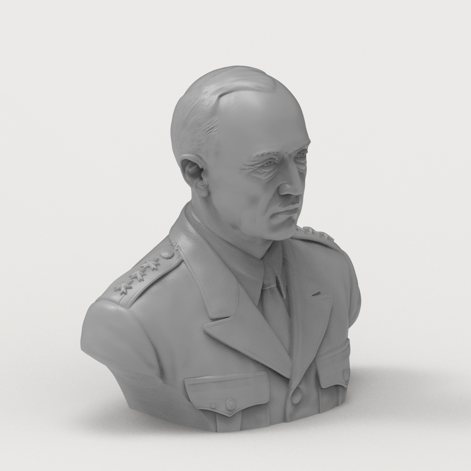 General George Patton 3D Printable Bust 3D Model