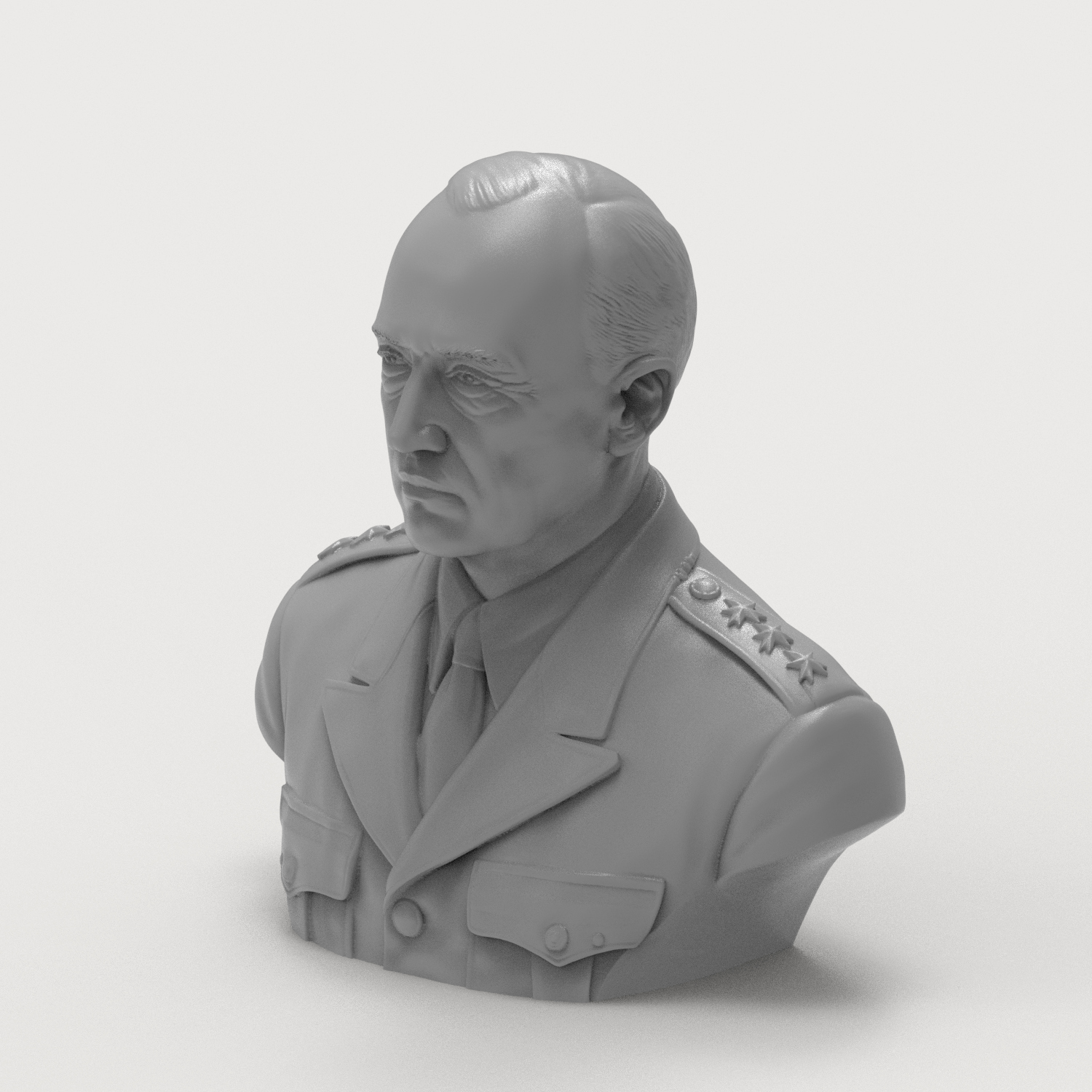 General George Patton 3D Printable Bust 3D Model