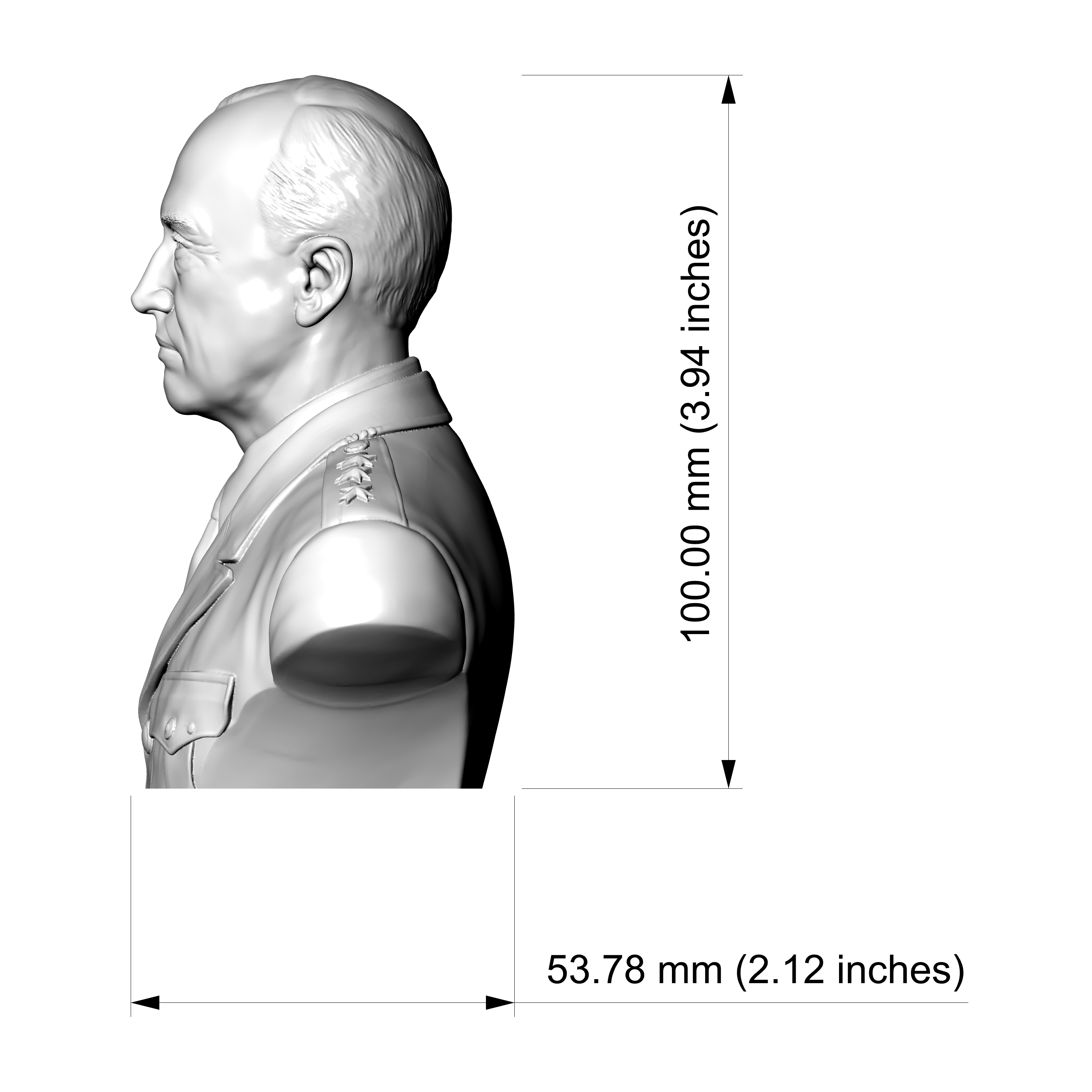 General George Patton 3D Printable Bust 3D Model