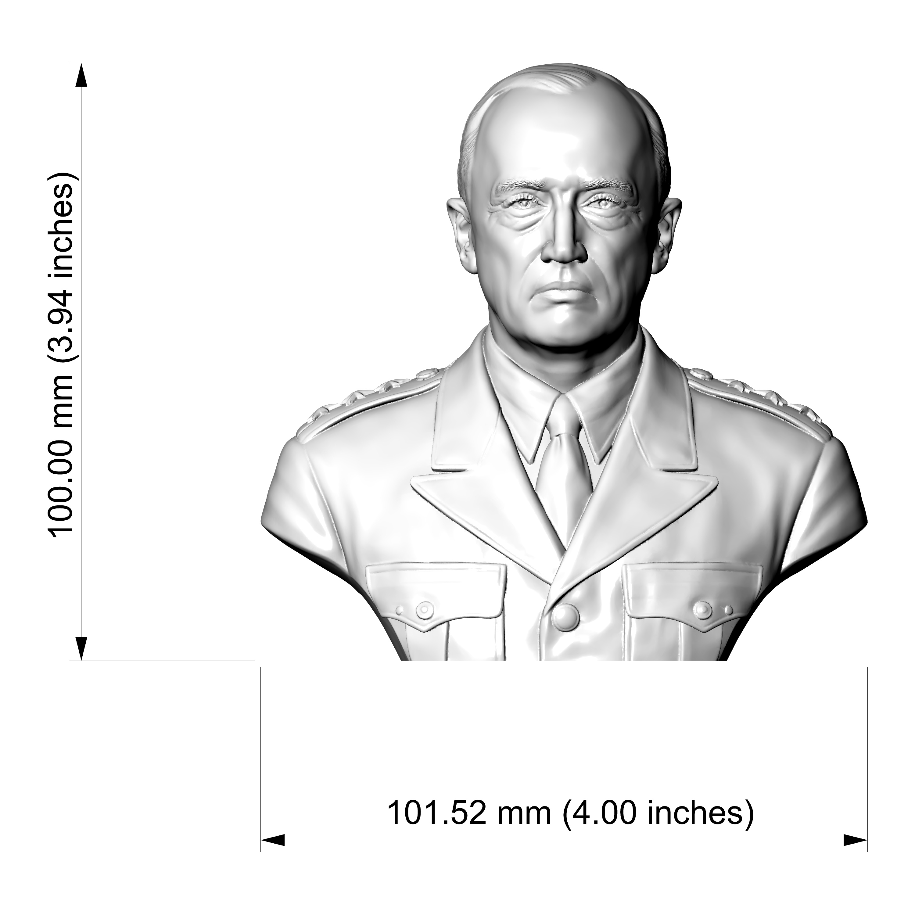 General George Patton 3D Printable Bust 3D Model