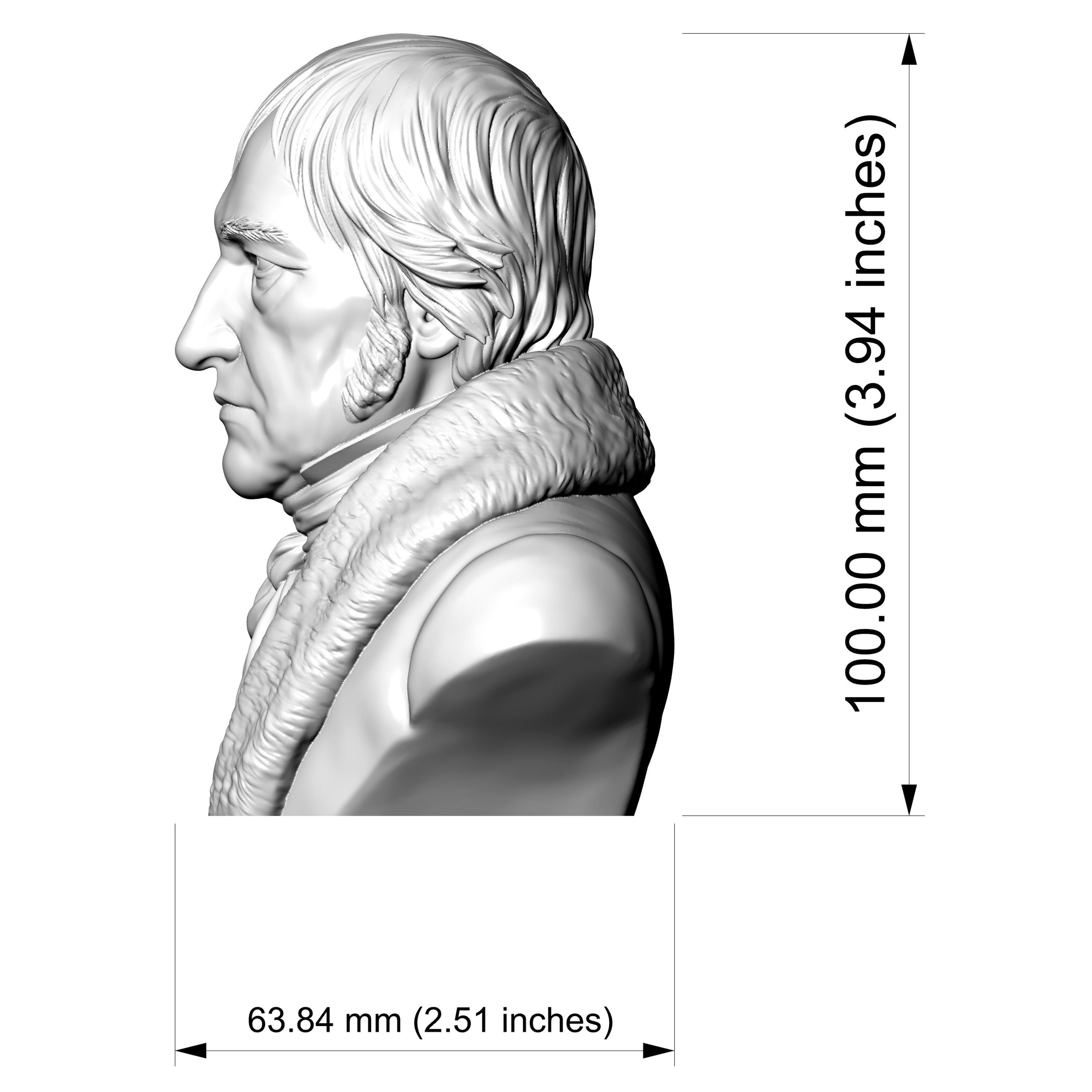 Georg Wilhelm Friedrich Hegel Bust 3D Printable 3D Model