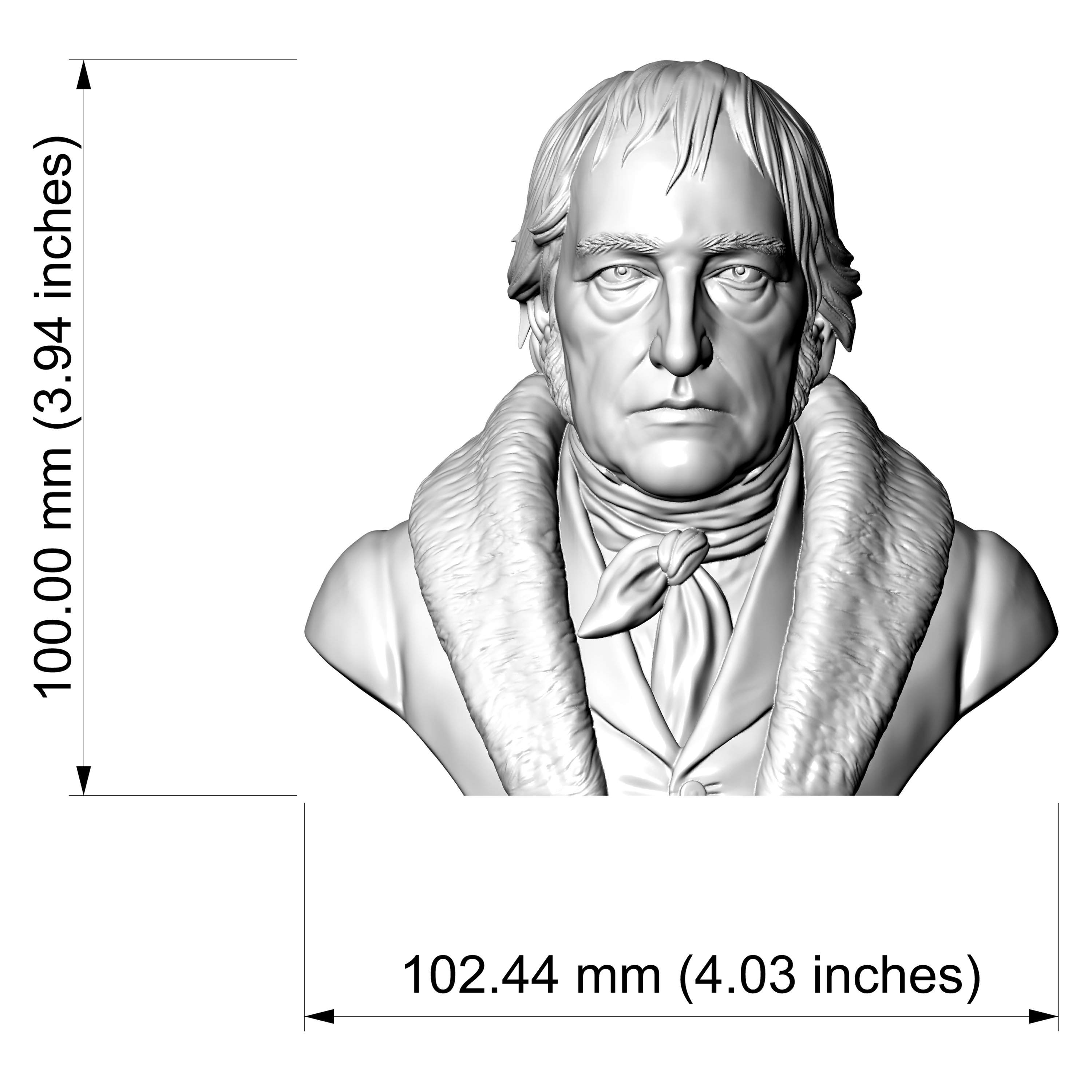 Georg Wilhelm Friedrich Hegel Bust 3D Printable 3D Model