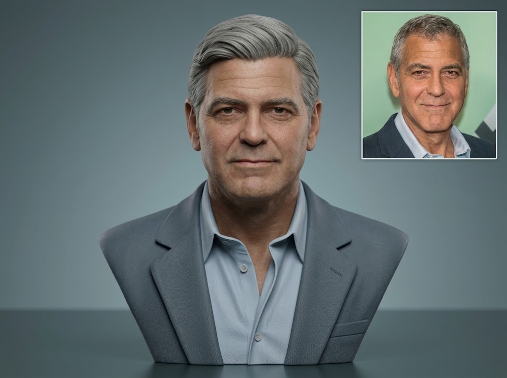 George Clooney 3D Printable Bust 3D Model