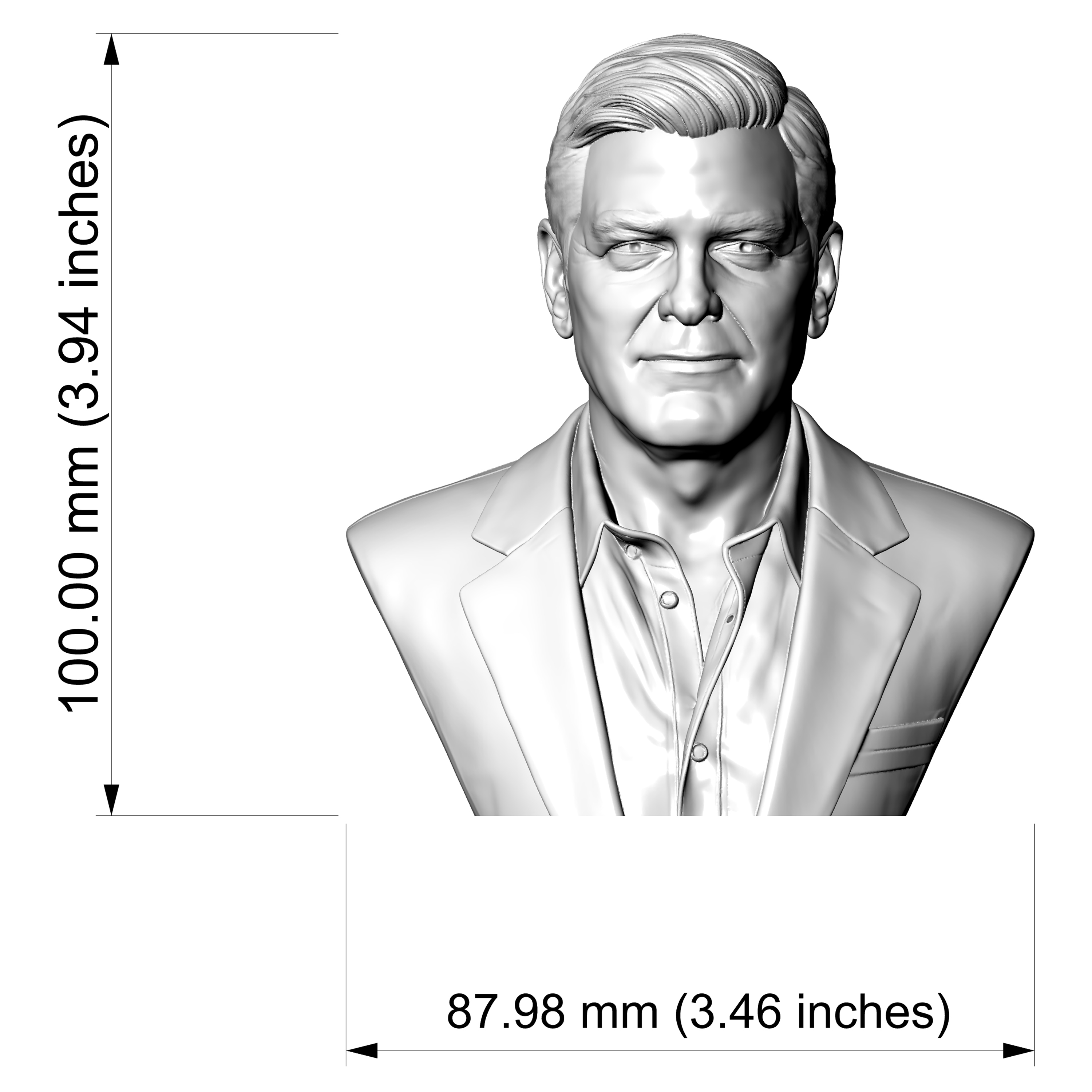 George Clooney 3D Printable Bust 3D Model