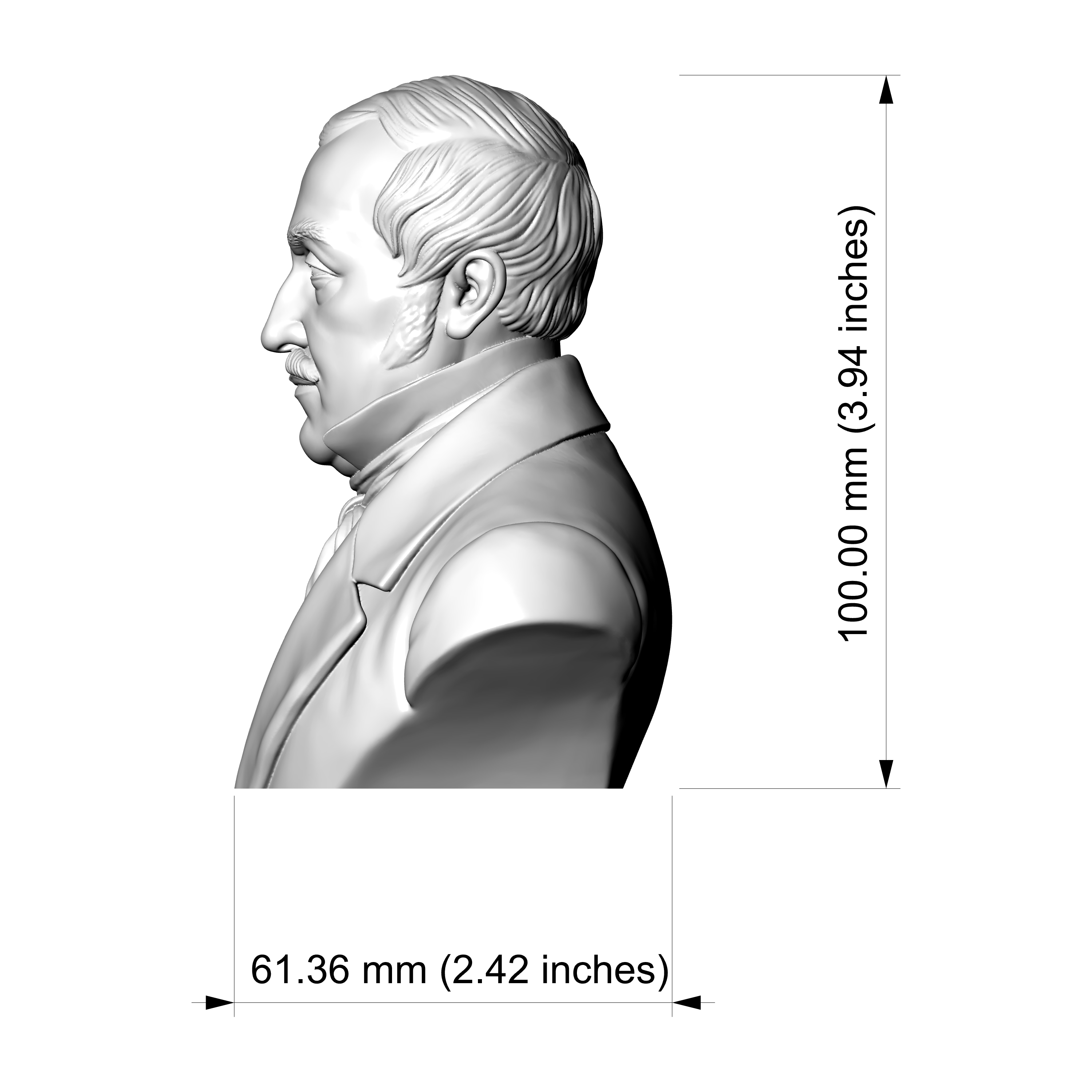 Gioachino Rossini 3D Printable Bust 3D Model