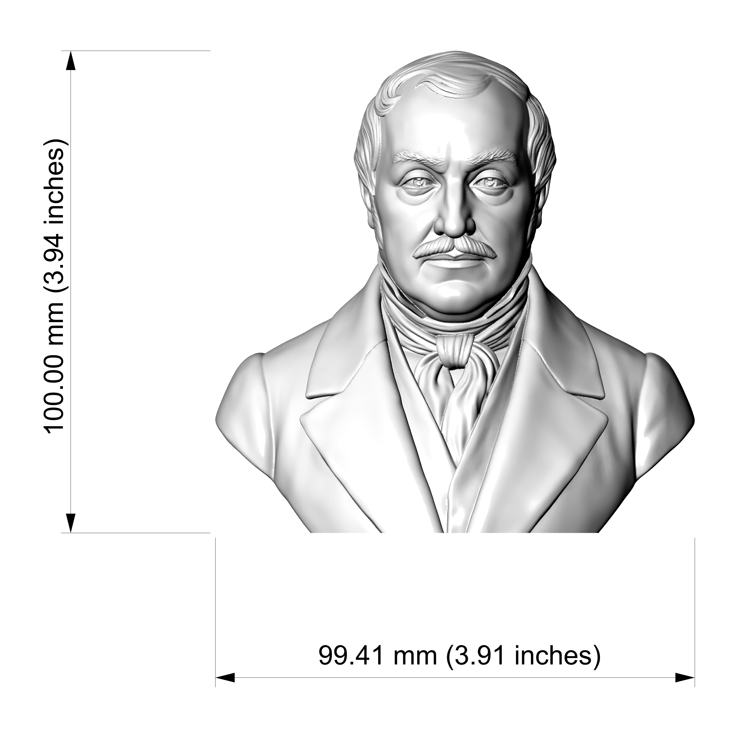 Gioachino Rossini 3D Printable Bust 3D Model