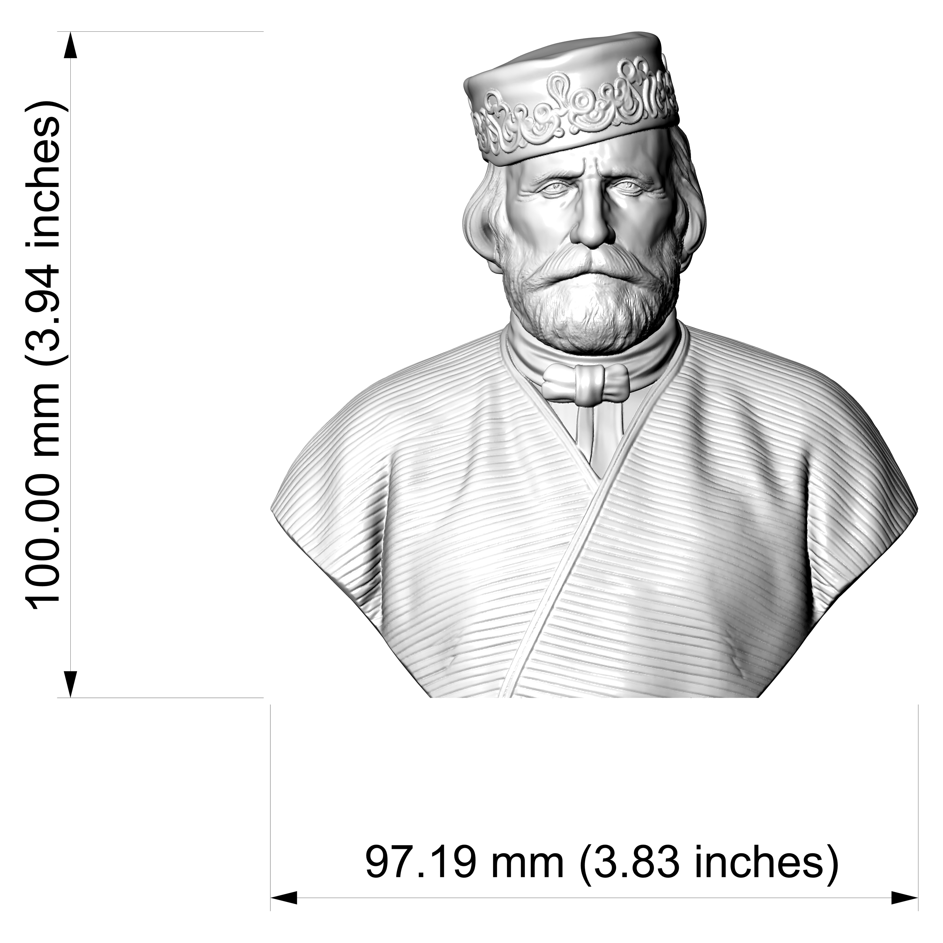 Giuseppe Garibaldi 3D Printable Bust 3D Model