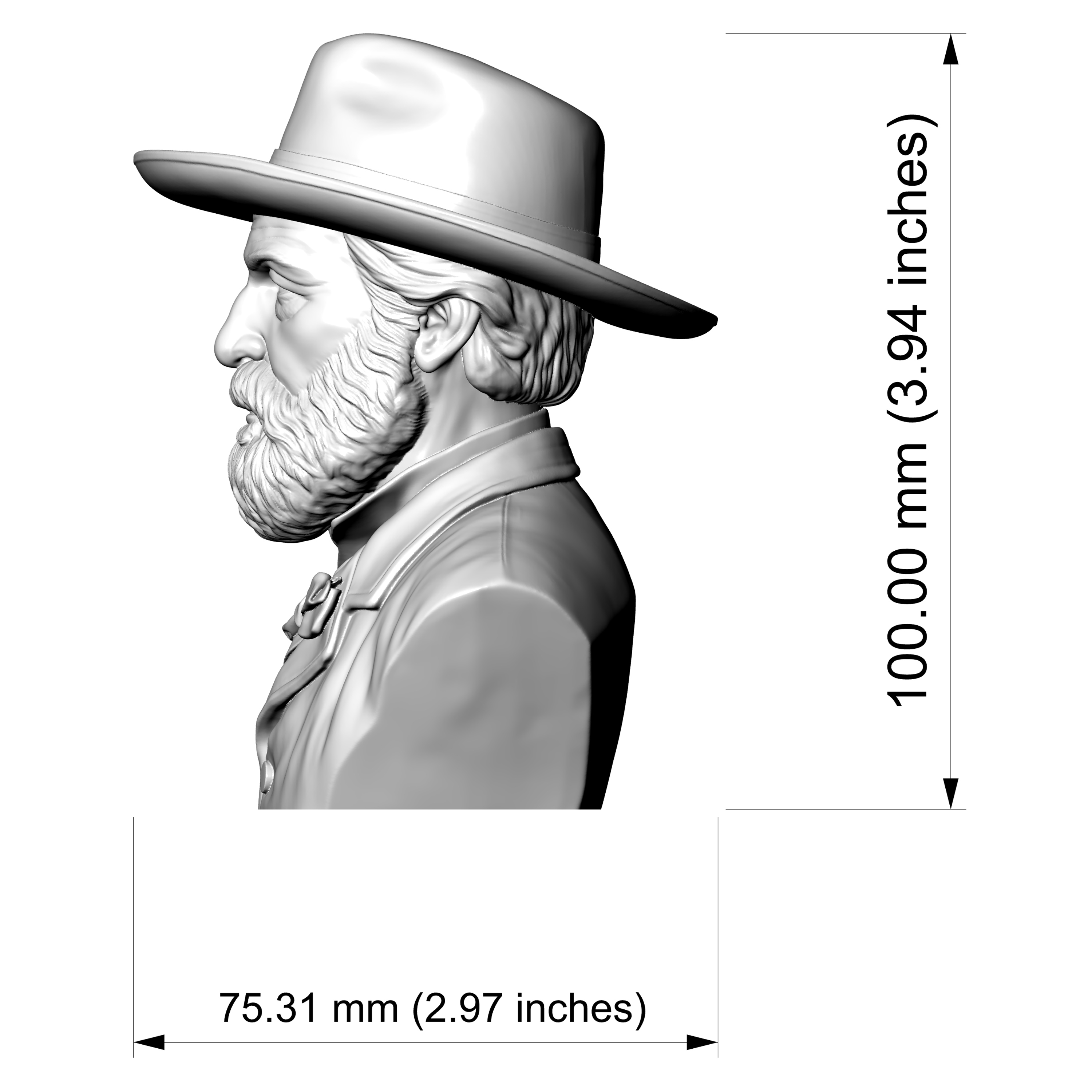 Giuseppe Verdi Italian Composer Portrait Bust 3D Model