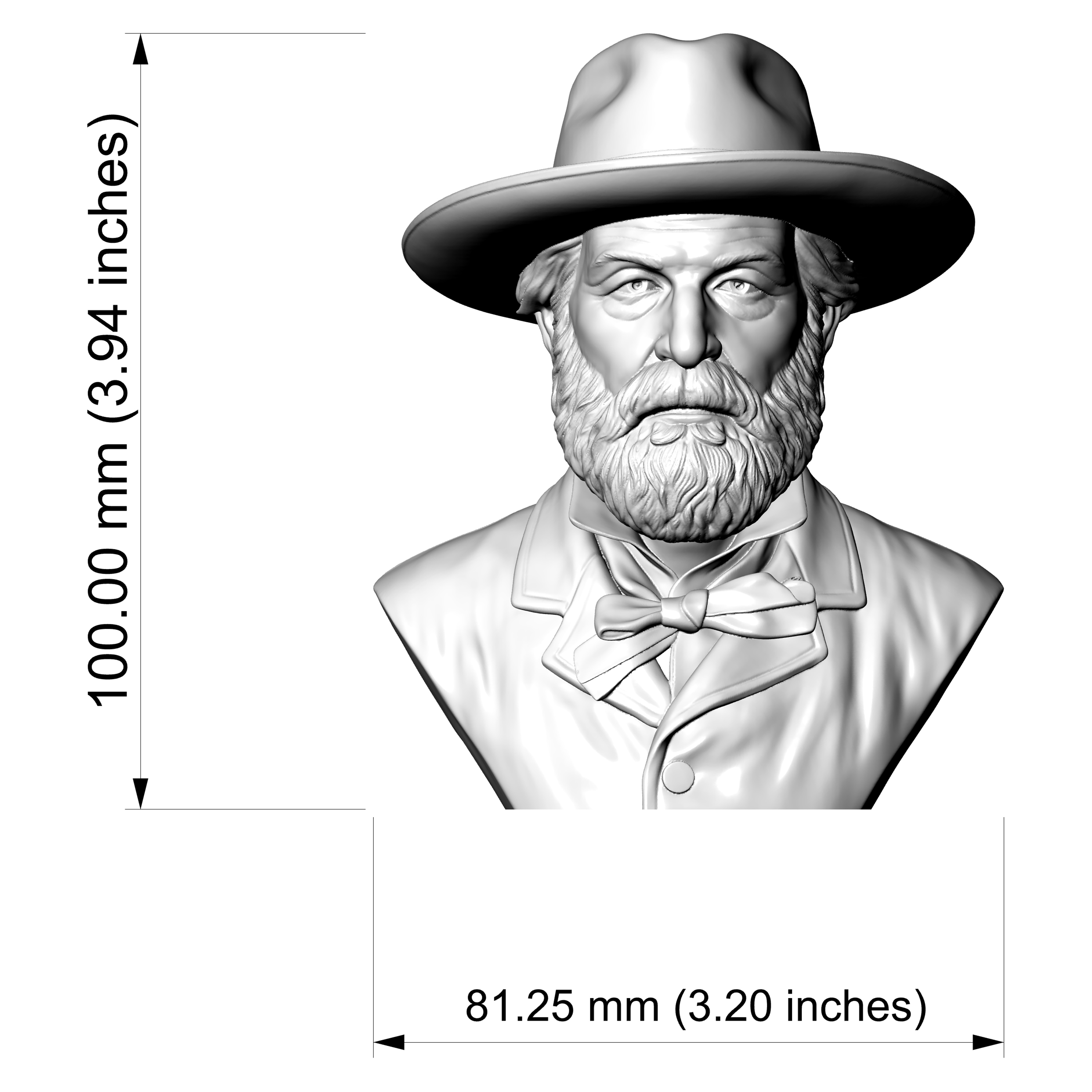 Giuseppe Verdi Italian Composer Portrait Bust 3D Model