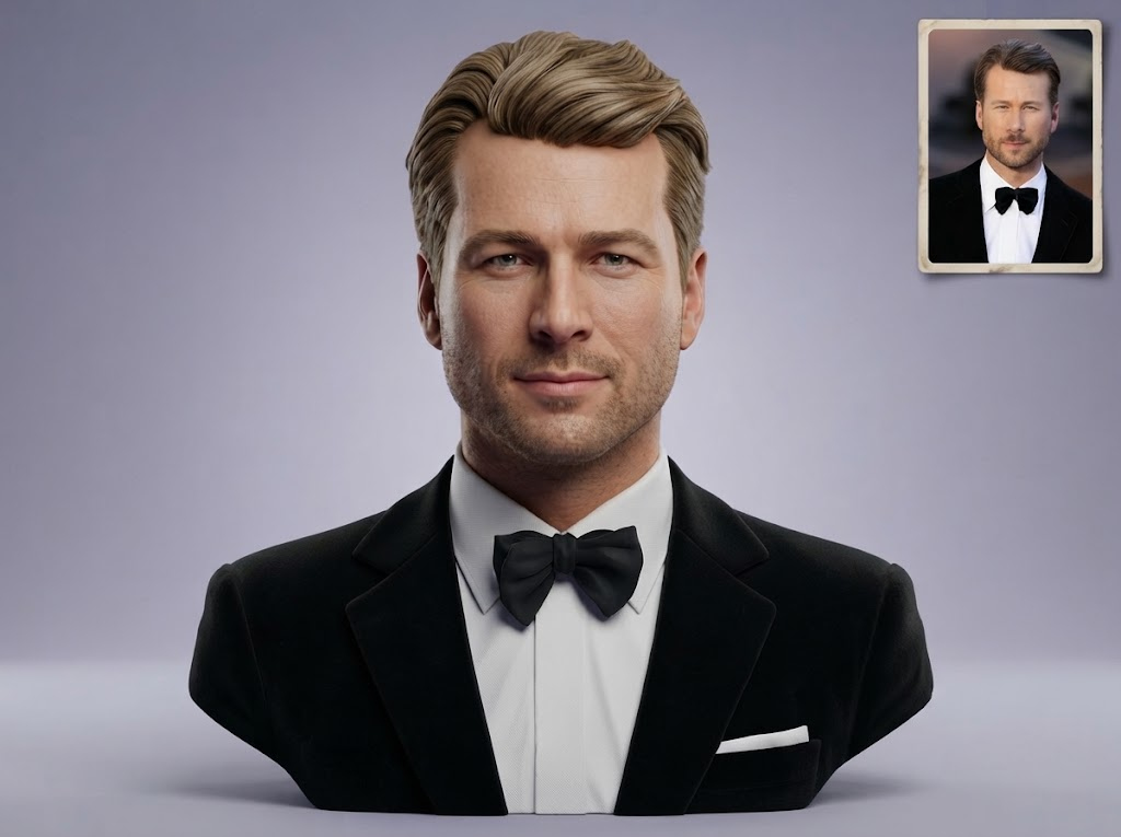 Glen Powell Actor Portrait Bust 3D Model
