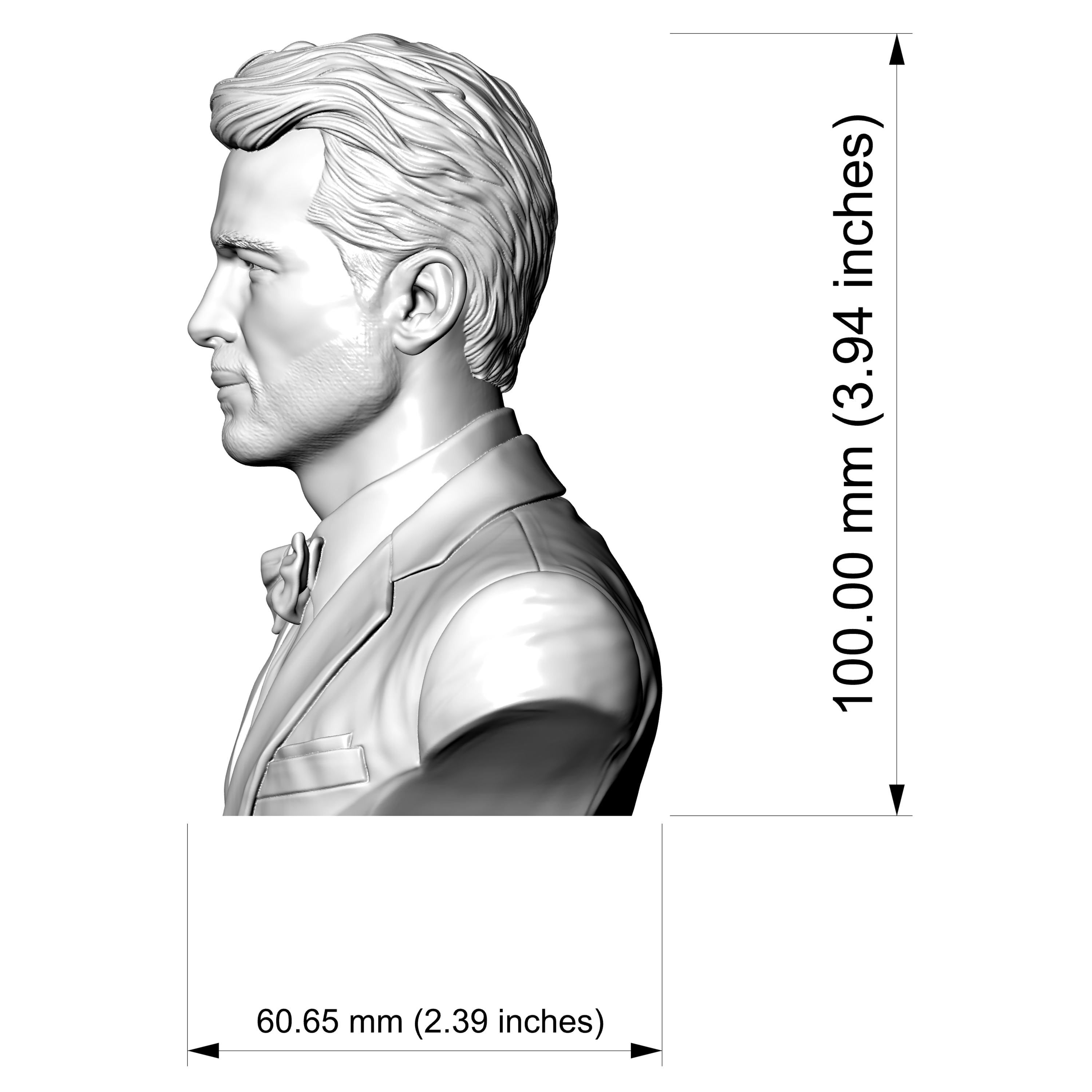 Glen Powell Actor Portrait Bust 3D Model