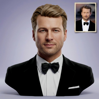 Glen Powell Actor Portrait Bust