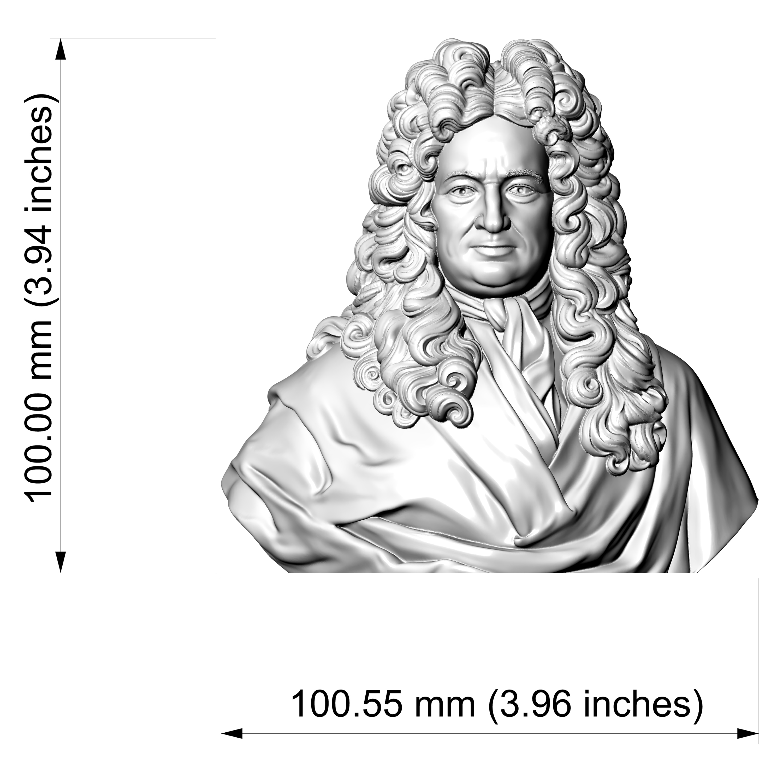 Gottfried Wilhelm Leibniz Bust 3d Printable 3D Model