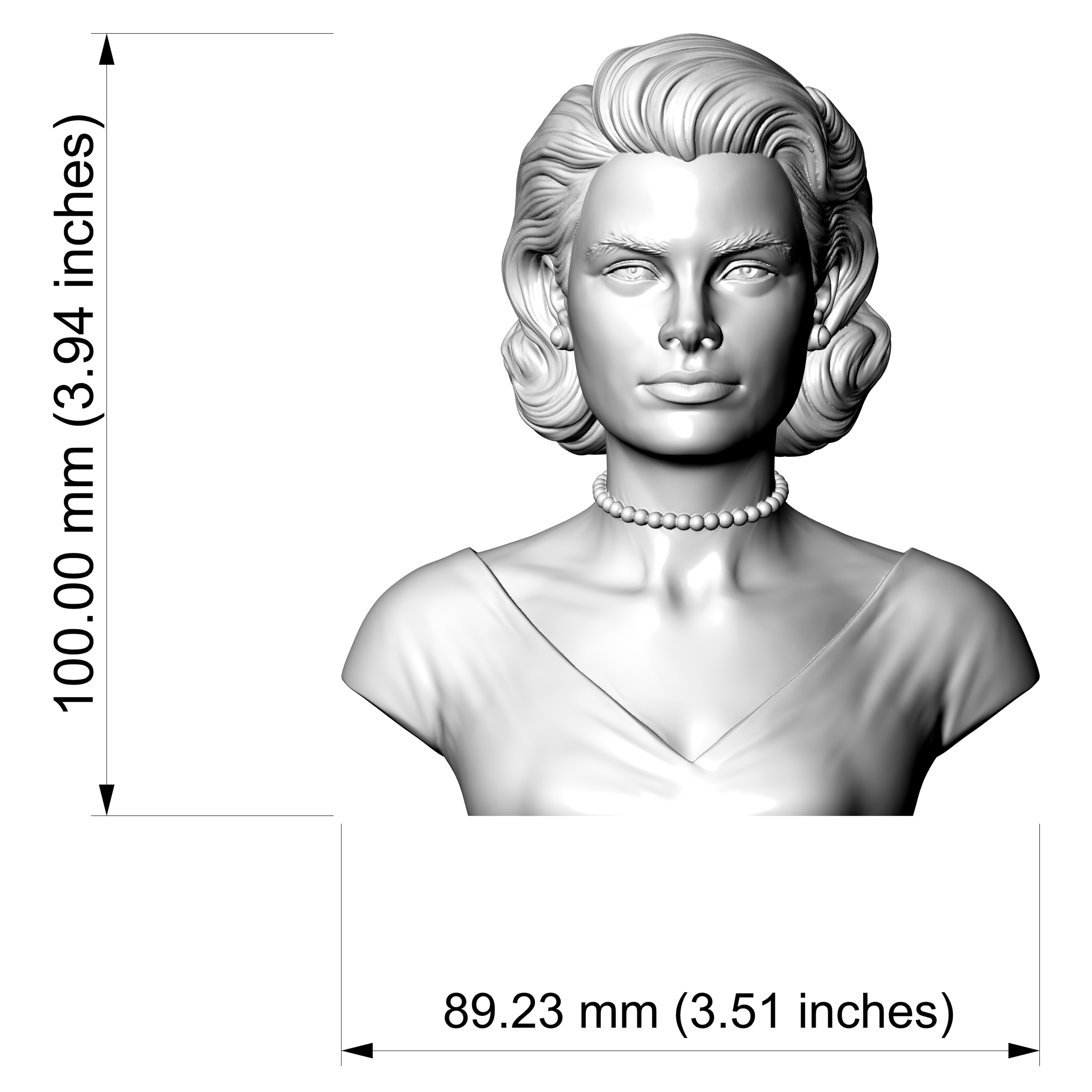 Grace Kelly Bust 3D Printable 3D Model