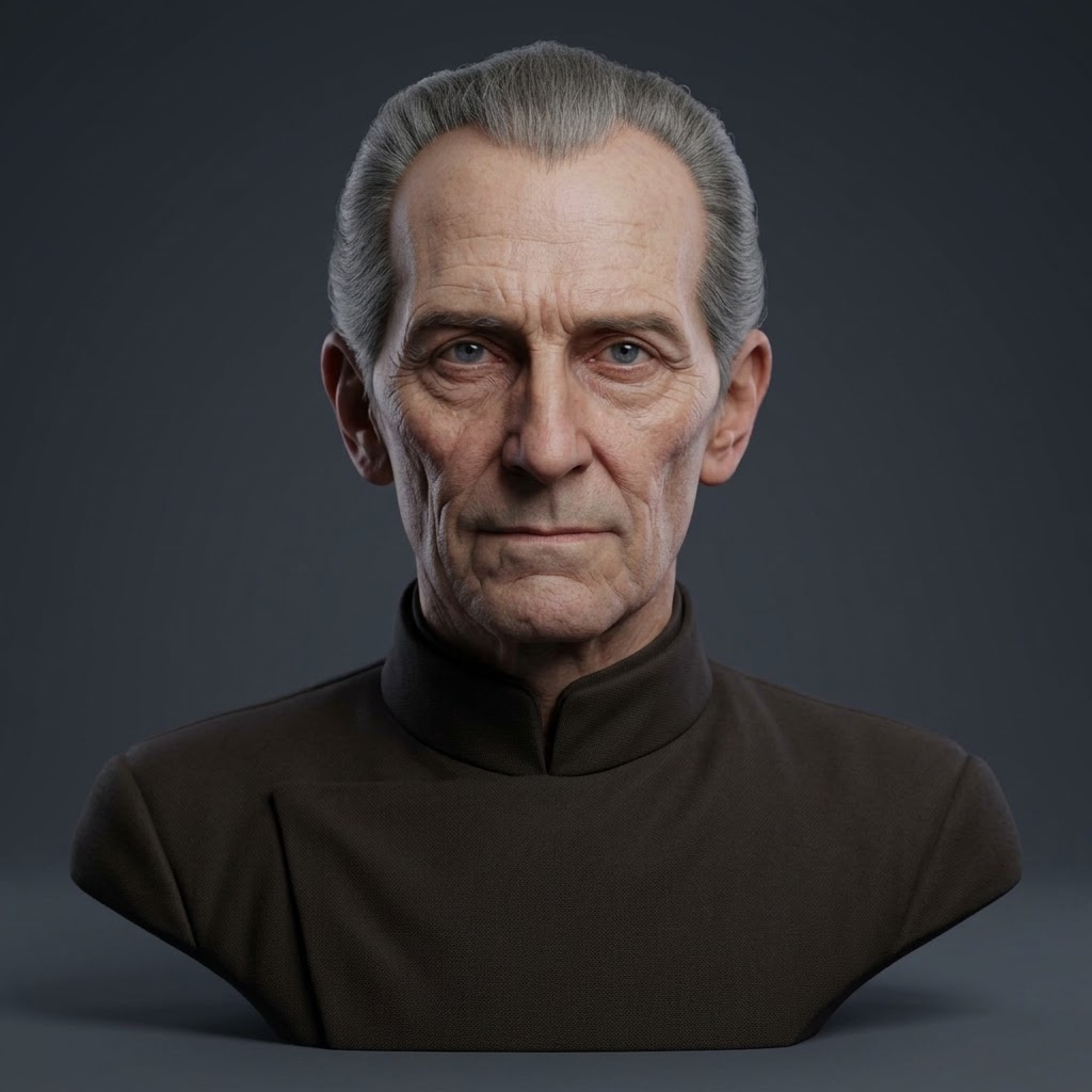 Grand Moff Tarkin Peter Cushing 3D Printable Bust 3D Model