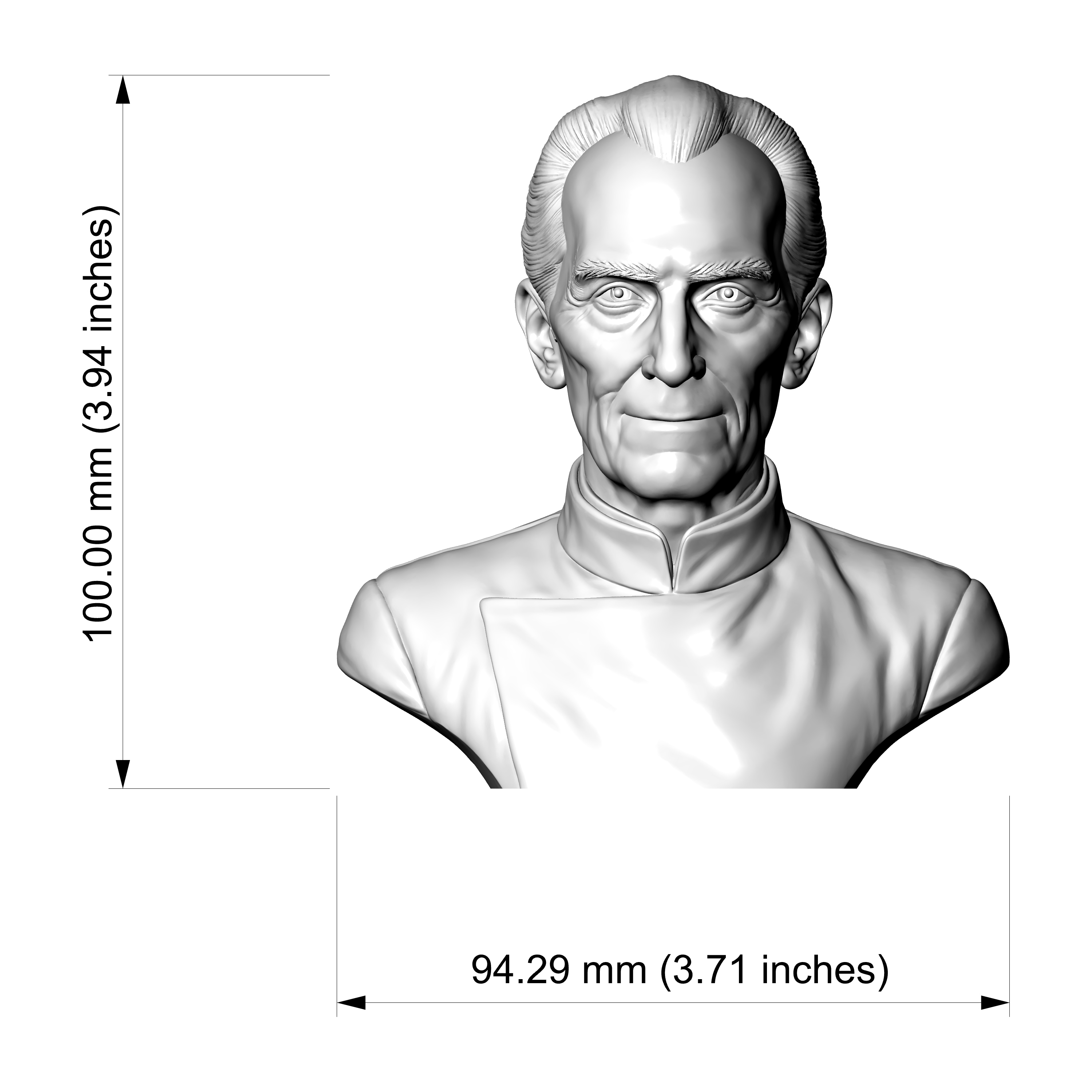 Grand Moff Tarkin Peter Cushing 3D Printable Bust 3D Model