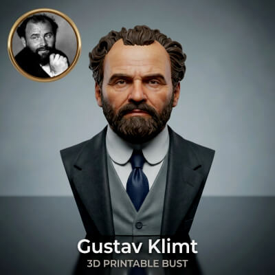 Gustav Klimt 3D Printable Bust