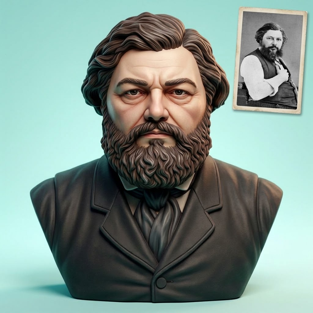 Gustave Courbet 3D Printable Bust 3D Model
