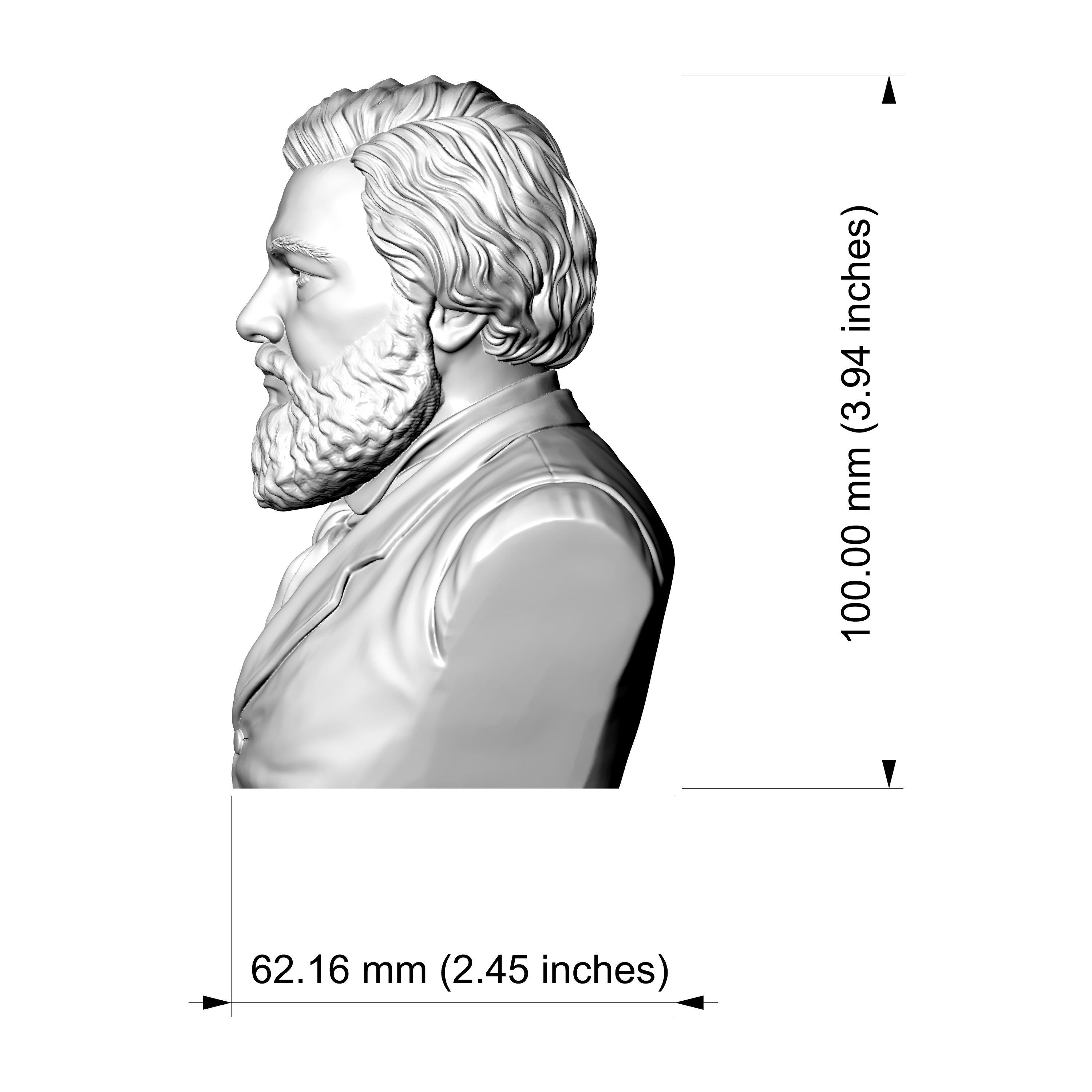 Gustave Courbet 3D Printable Bust 3D Model