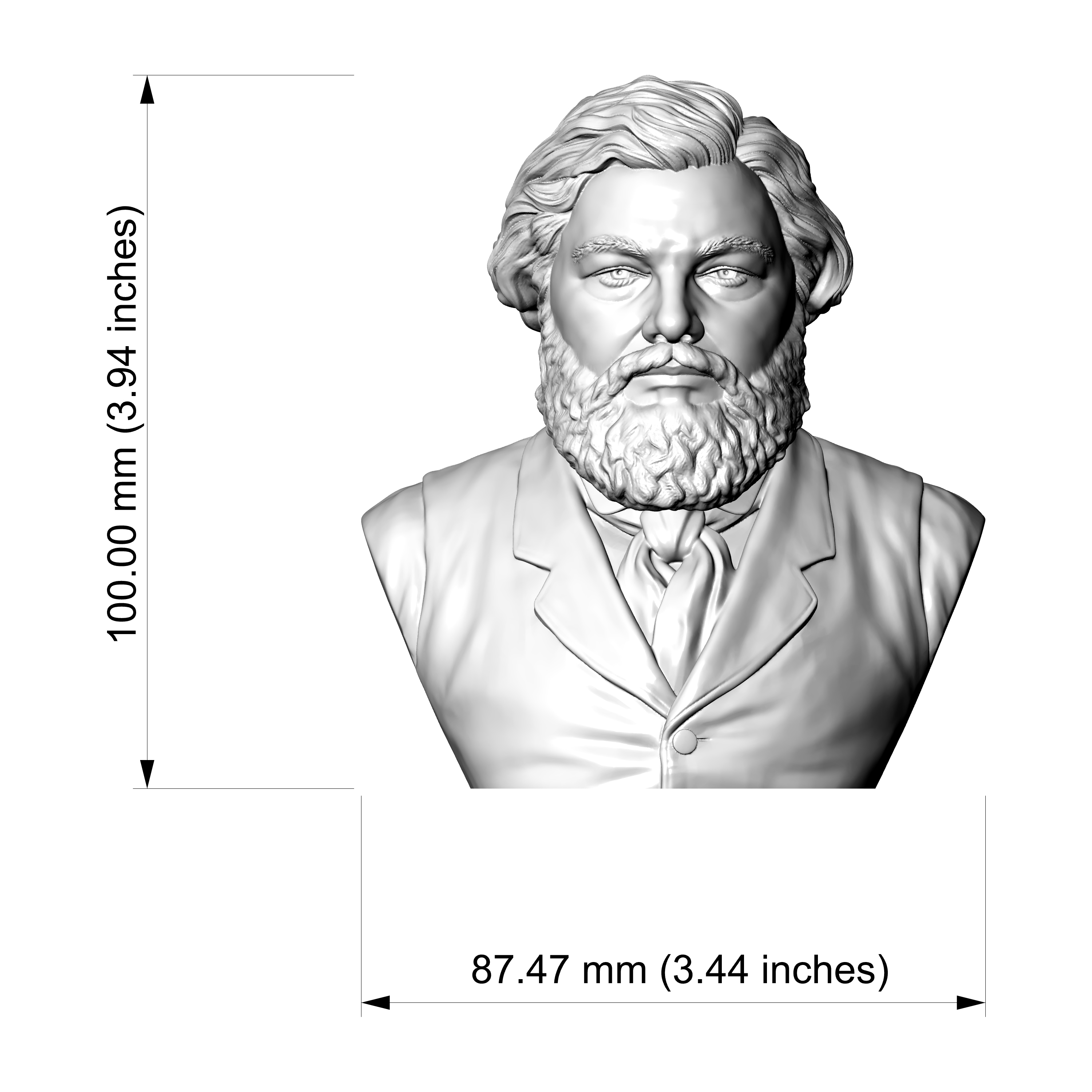 Gustave Courbet 3D Printable Bust 3D Model