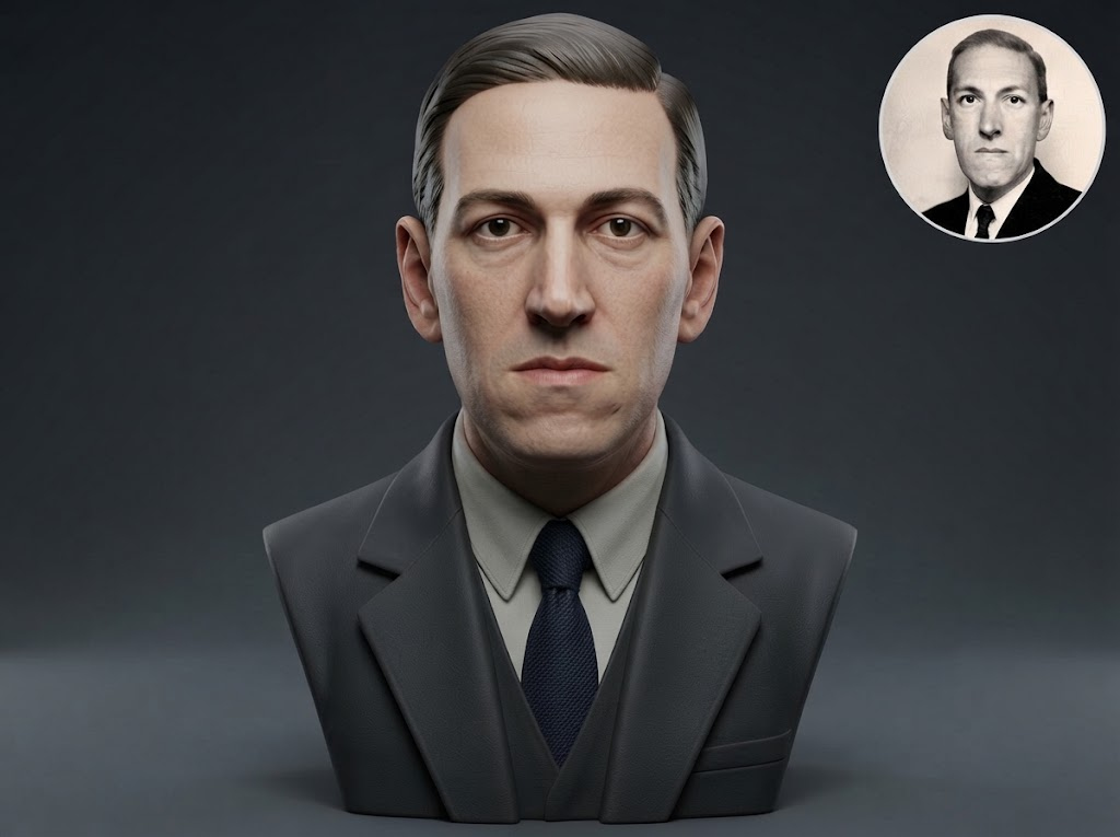 H P Lovecraft 3D Printable Bust 3D Model